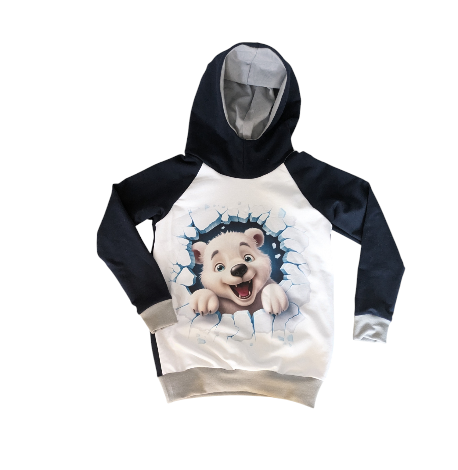 Kinder Kapuzenpullover / Sweatshirt "Eisbär" in den Größen 110/116 bis 134 