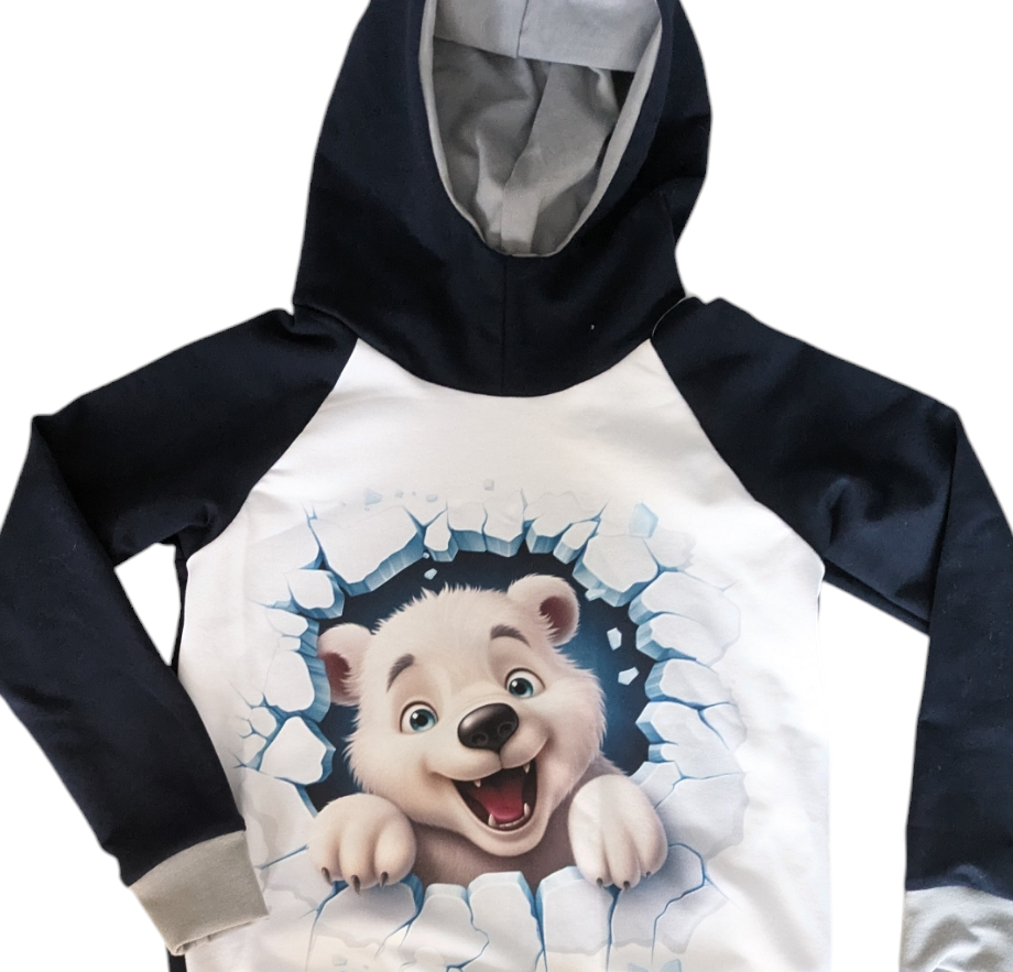 Kinder Kapuzenpullover / Sweatshirt "Eisbär" in den Größen 110/116 bis 134 
