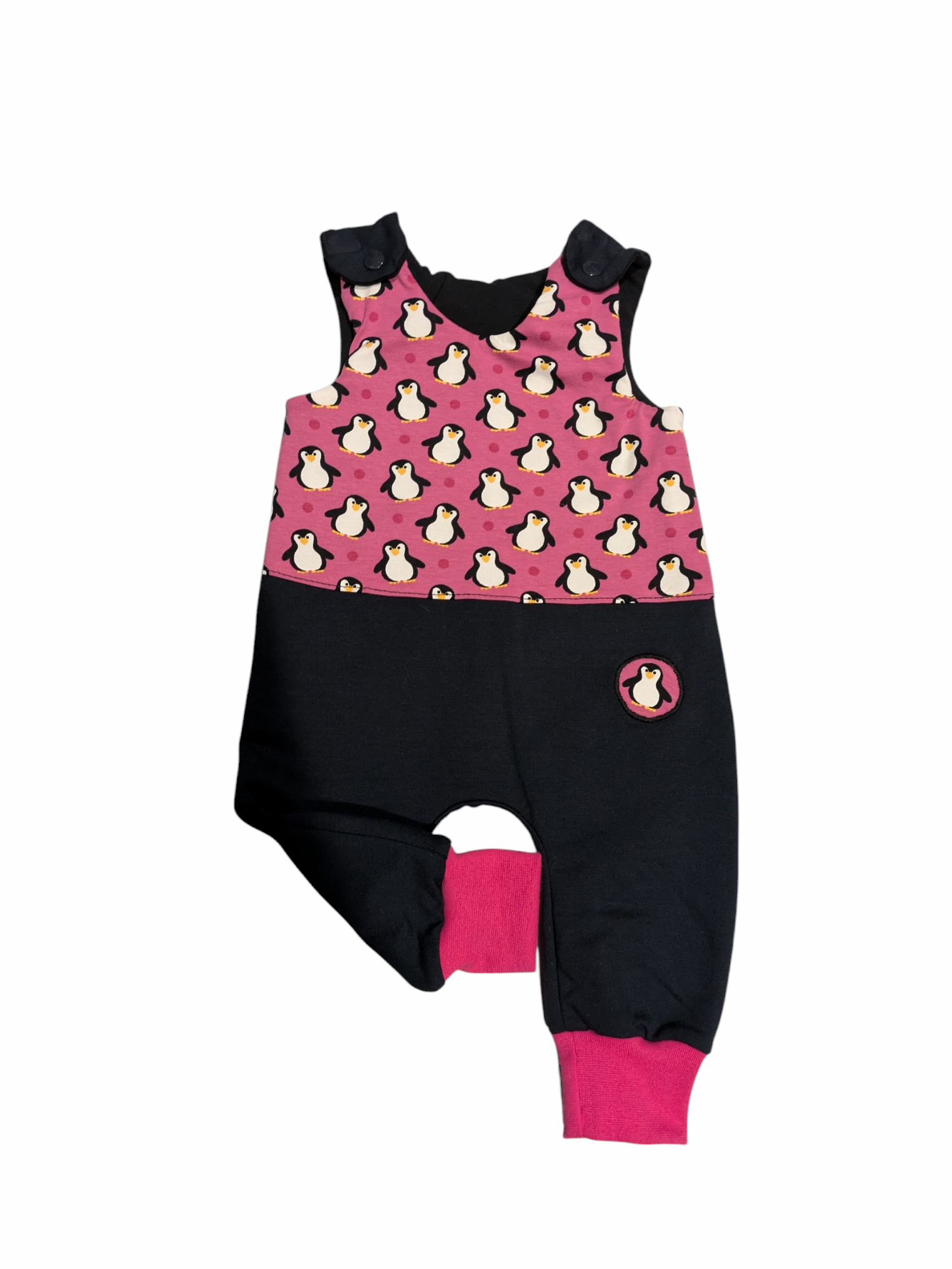 Baby-Strampler mit Pinguinen in den Größen 50/56 bis 98/104 aus Jersey 