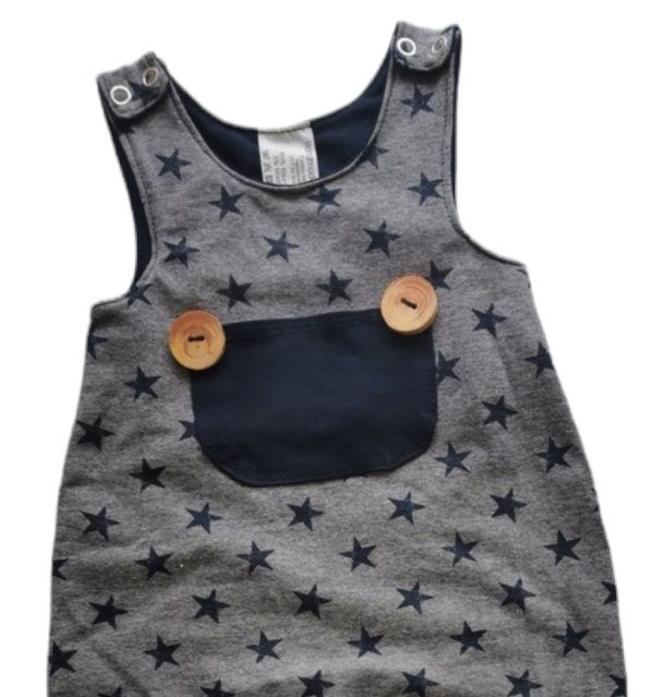 Baby-Strampler ,,Stern grau" in den Gr. 50/56 bis 86/92 aus Terry Sweat 