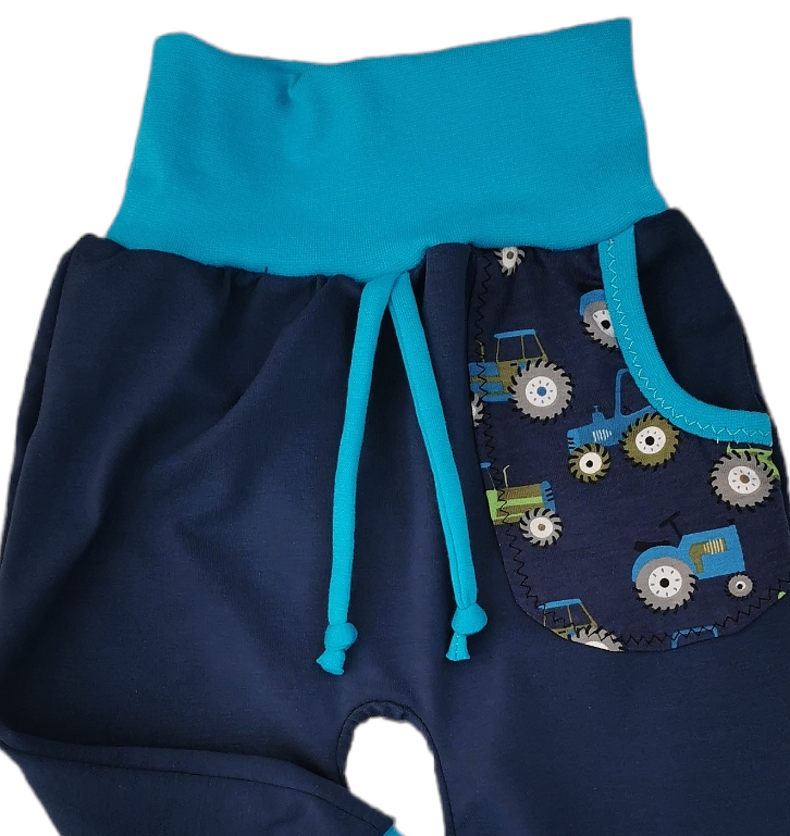 Kinderhose /Jogger "Traktor blau" in den Gr.50/56 bis 140 aus Jersey 