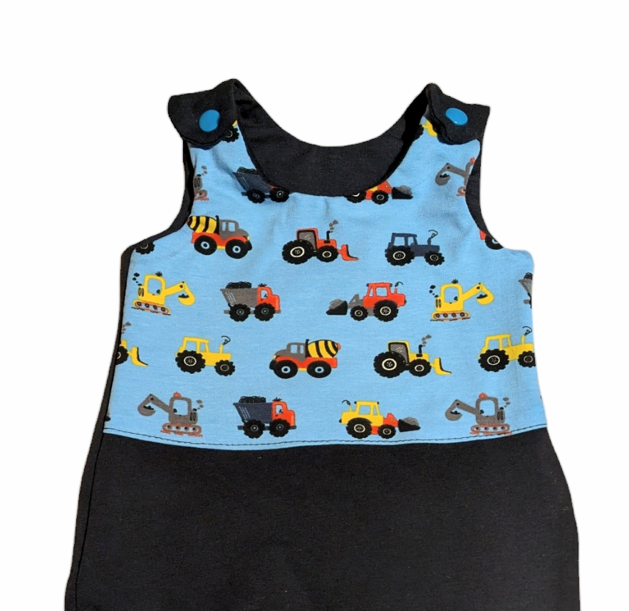 Babystrampler/Kinder Latzhose " Baustelle" in den Gr.50/56 bis 98/104 aus Jersey 