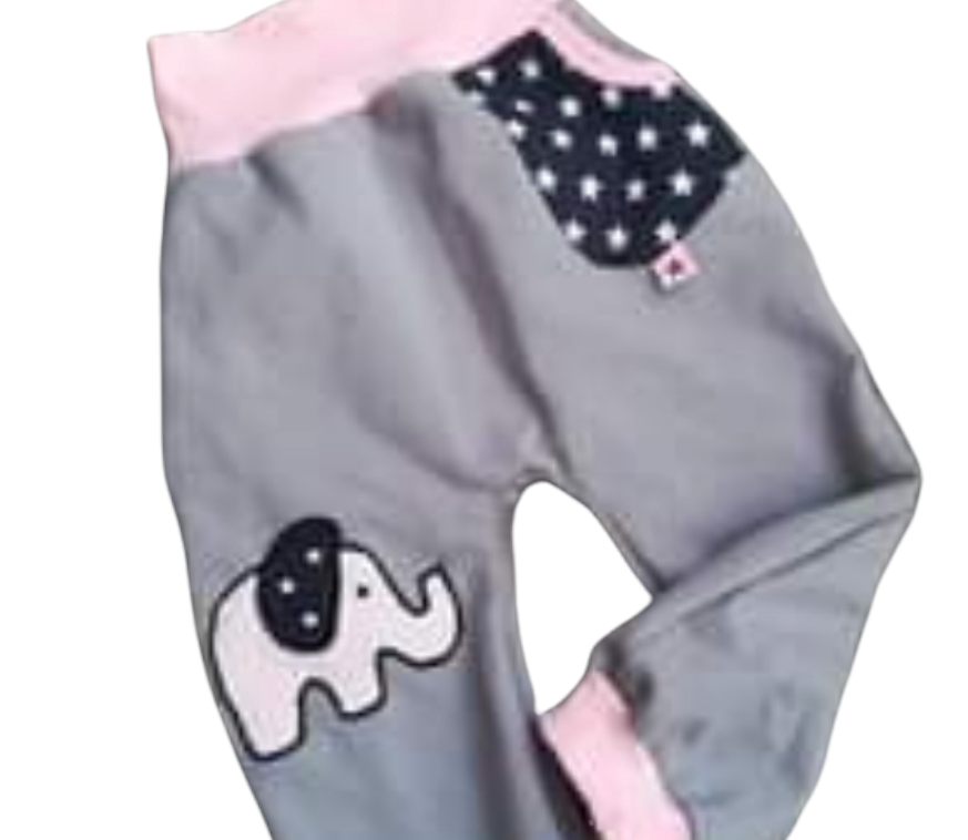 Kinderhose / Jogger mit Elefantenmuster in den Gr.50/56 bis 140 aus Jersey