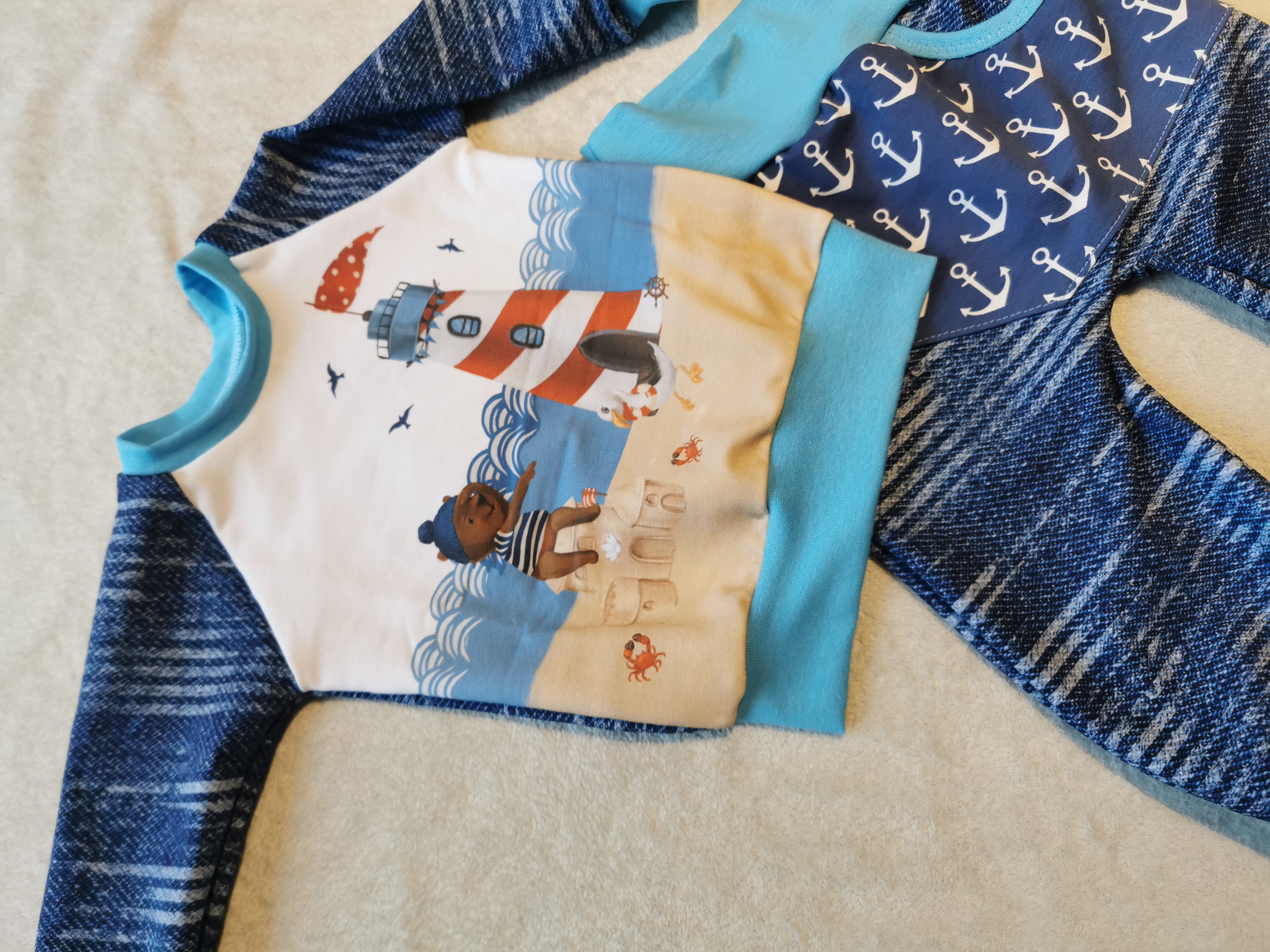 2 teiliges Kinderset " Maritim " in der Größe 74/80   aus TerrySweat