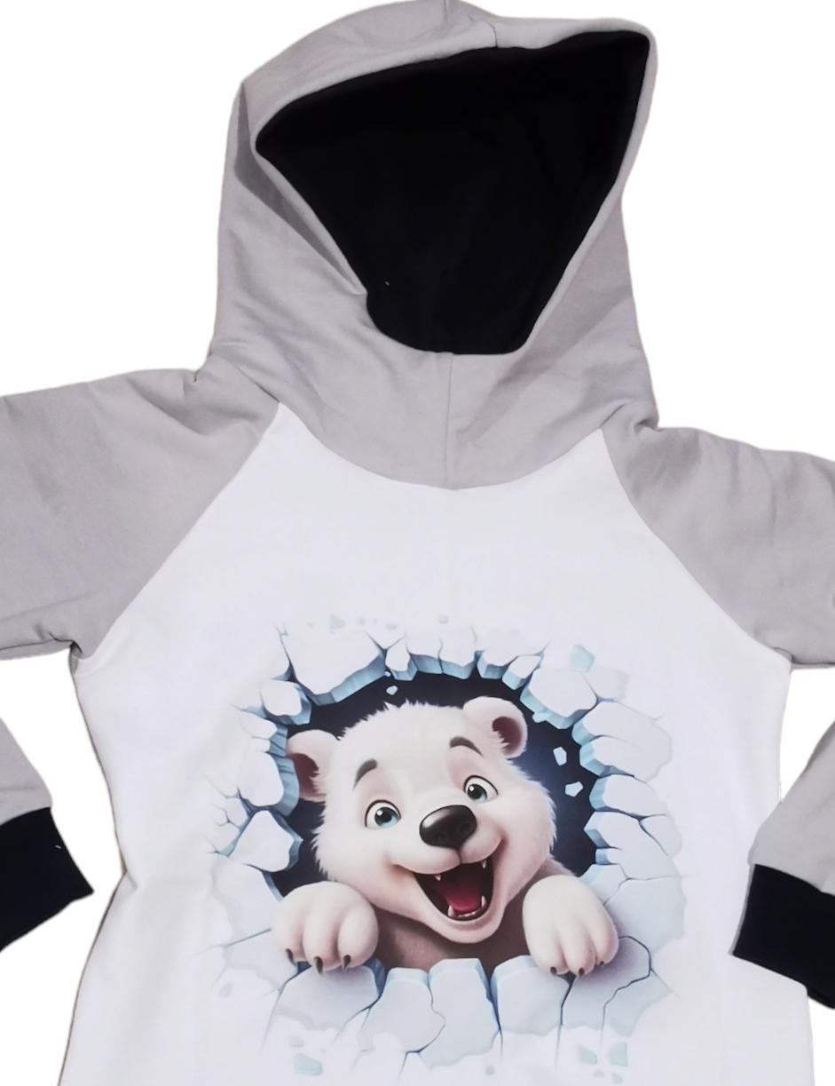Kinder Kapuzenpullover / Sweatshirt "Eisbär" in den Größen 110/116 bis 134 
