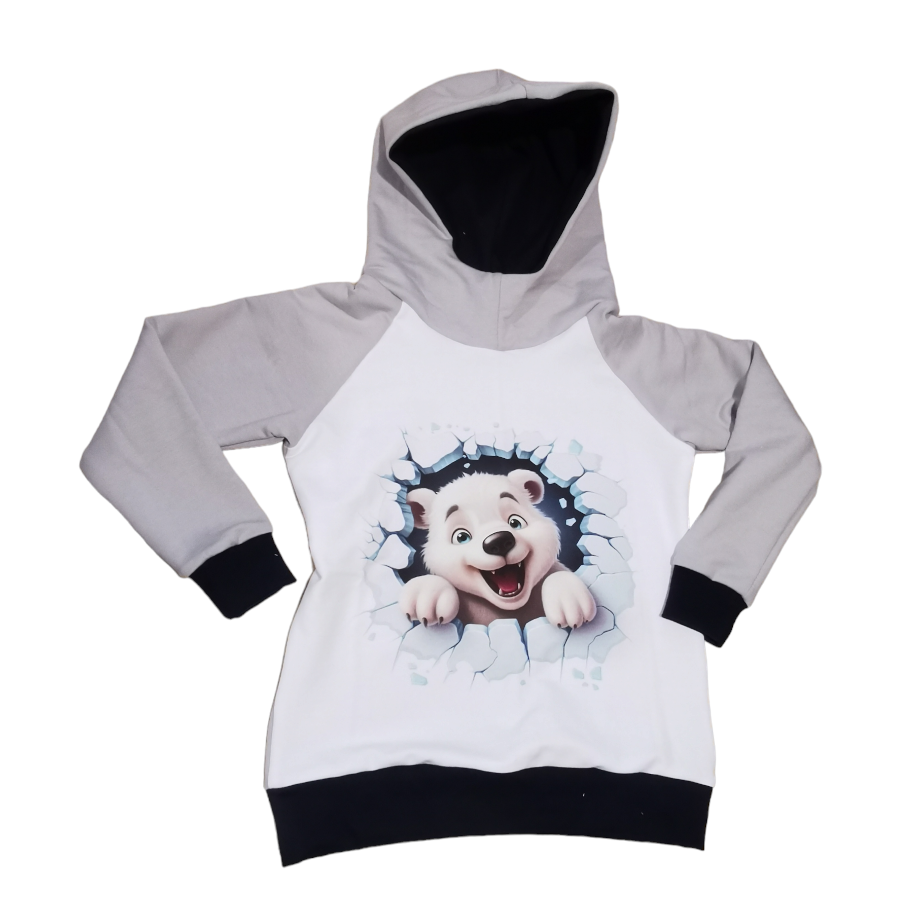 Kinder Kapuzenpullover / Sweatshirt "Eisbär" in den Größen 110/116 bis 134 