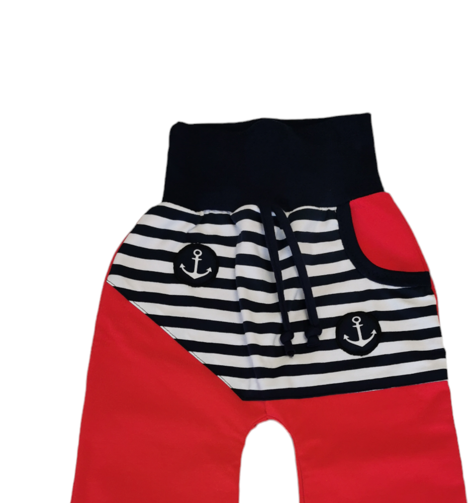 Kinderhose /Jogger mit Anker Design.rot in den Gr.50/56 bis 140 aus Jersey 
