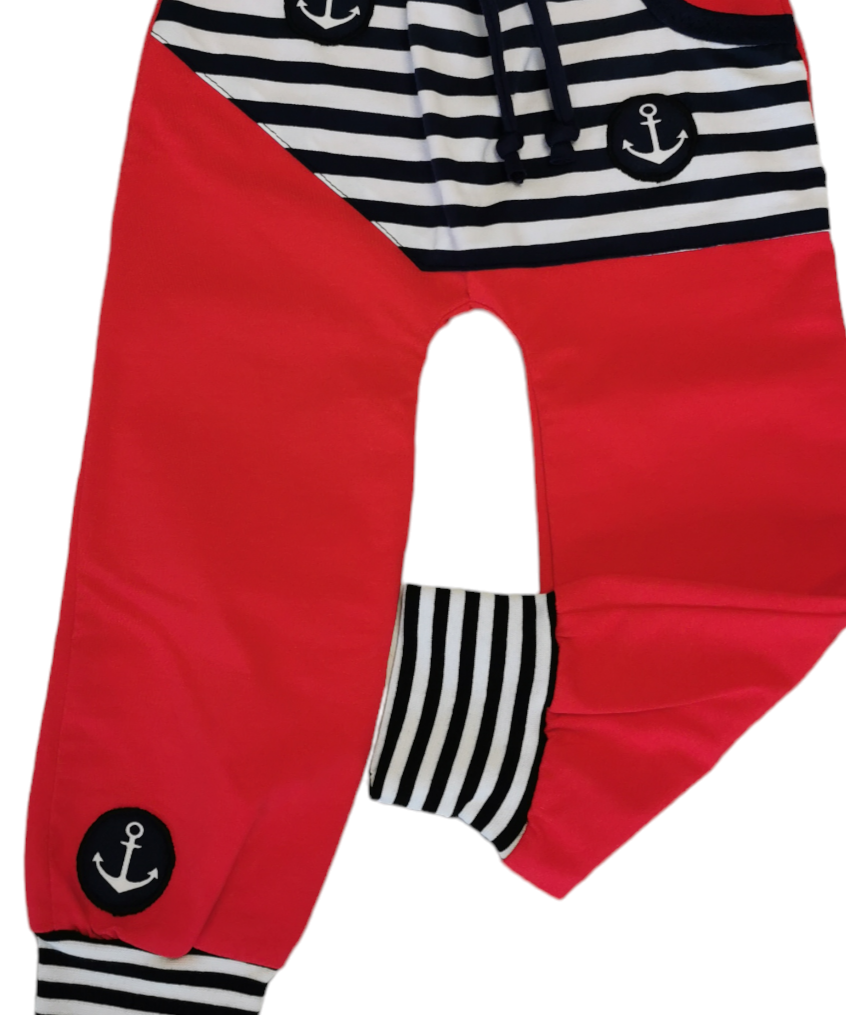 Kinderhose /Jogger mit Anker Design.rot in den Gr.50/56 bis 140 aus Jersey 