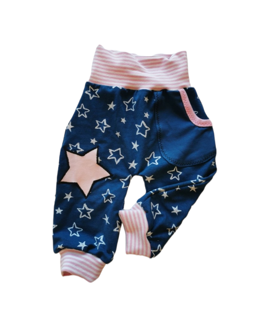 Kinderhose mit Sternenmuster in den Größen 50/56 bis 140 aus Jersey 