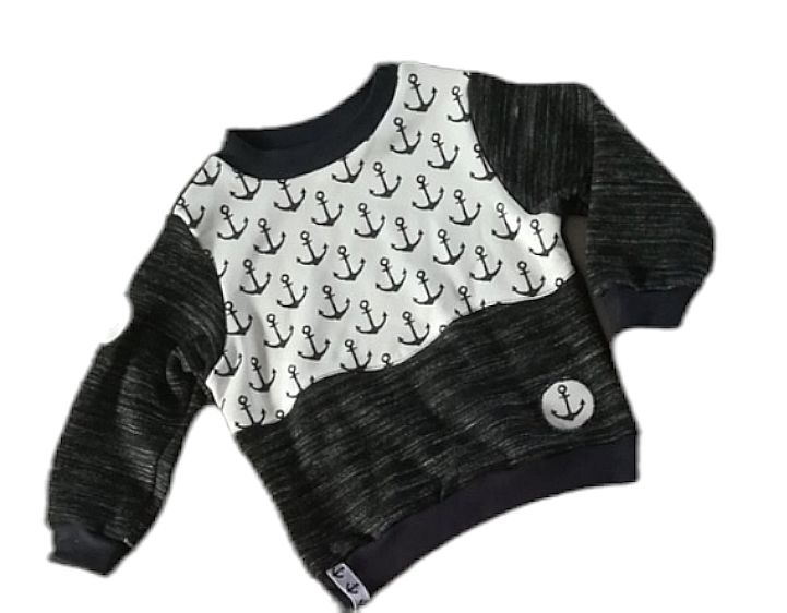Kinderpullover mit Anker-Motiv in den Gr.74/80 bis 122 aus Sweat 