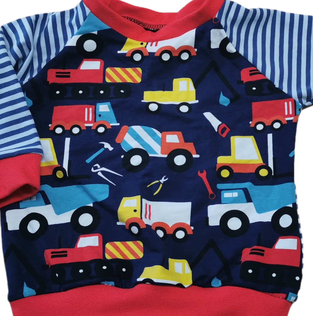 Kinderpullover "Baustelle" in den Gr. 74/80 bis 134 aus Jersey 