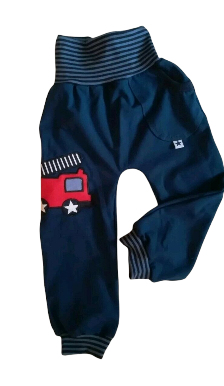 Kinderhose mit Feuerwehrmotiv in den Gr.62/68 bis 140 aus Jersey 