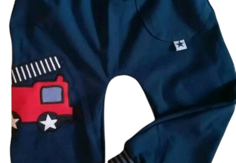 Kinderhose mit Feuerwehrmotiv in den Gr.62/68 bis 140 aus Jersey 