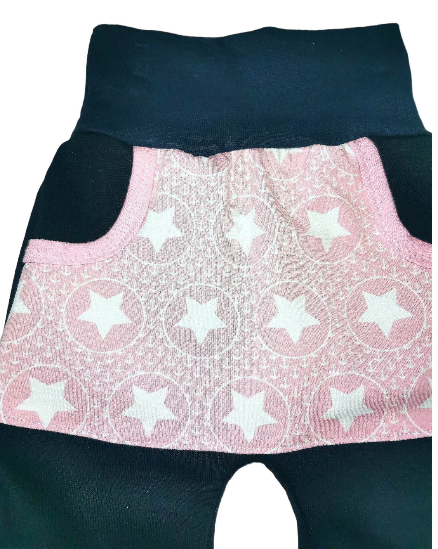 Kinderhose mit kleinen Ankern und  Sternen in den Größen 50/56 bis 134 aus Sweat 