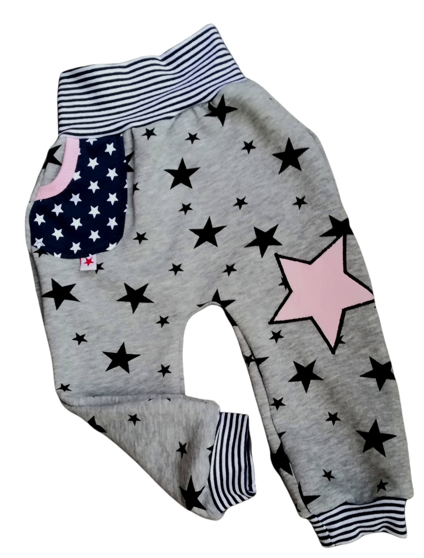 Kinderhose / Sweathosen mit  rosa Stern in den Größen 50/56 bis 140 aus Sweat 