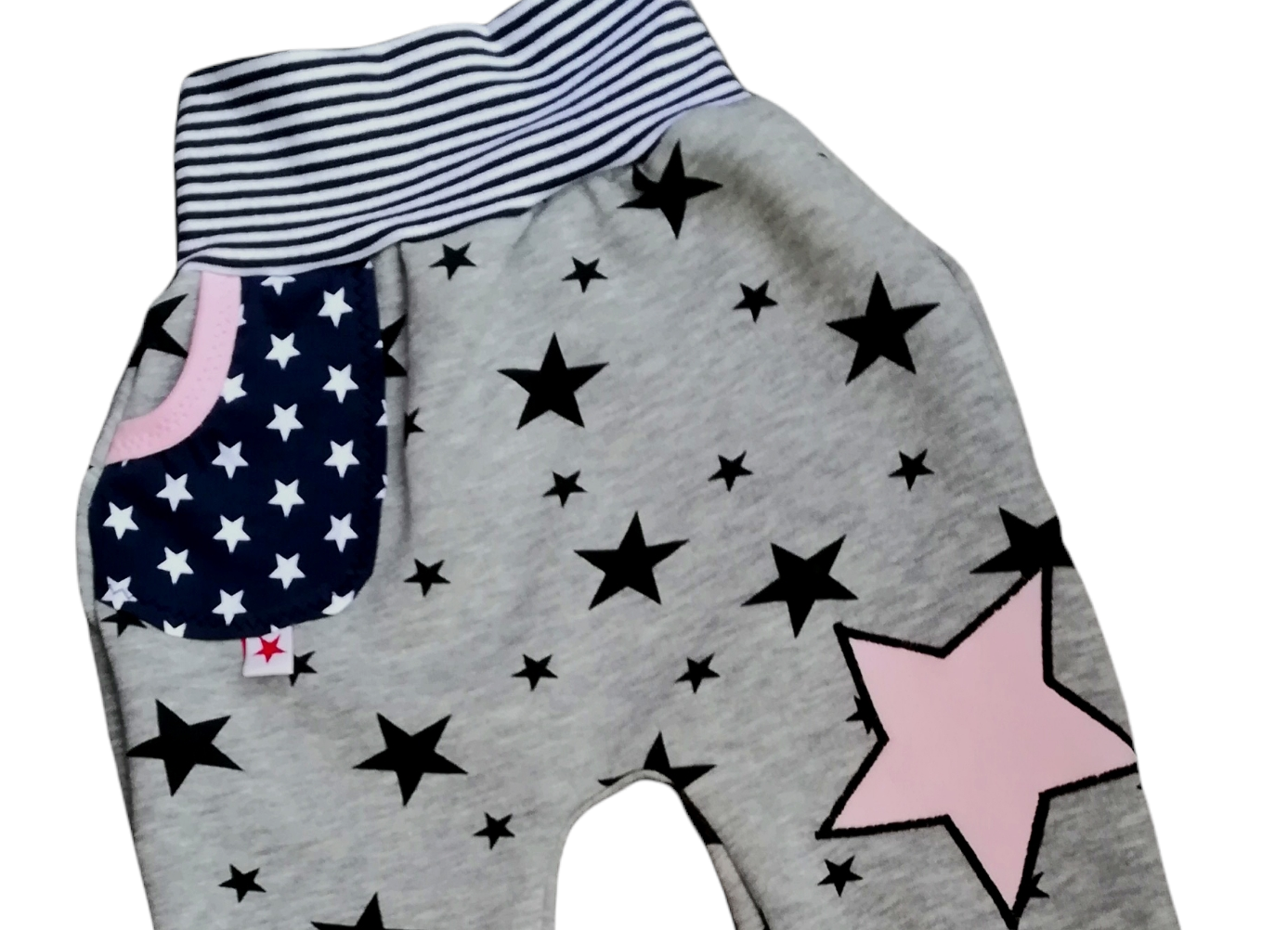 Kinderhose / Sweathosen mit  rosa Stern in den Größen 50/56 bis 140 aus Sweat 