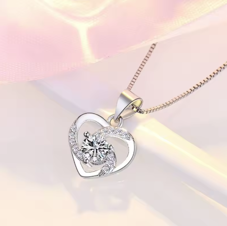 Heart-Shaped Diamond Pendant Necklace