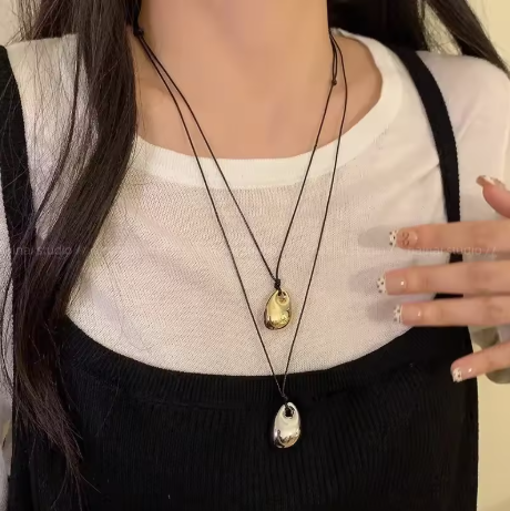 Double Teardrop Pendant Necklace