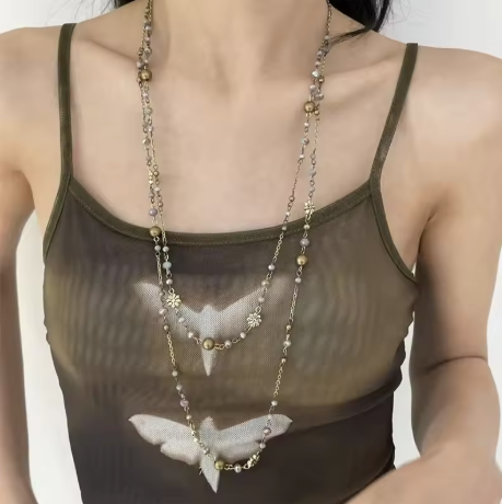 Boho Layered Flower Bead Necklace