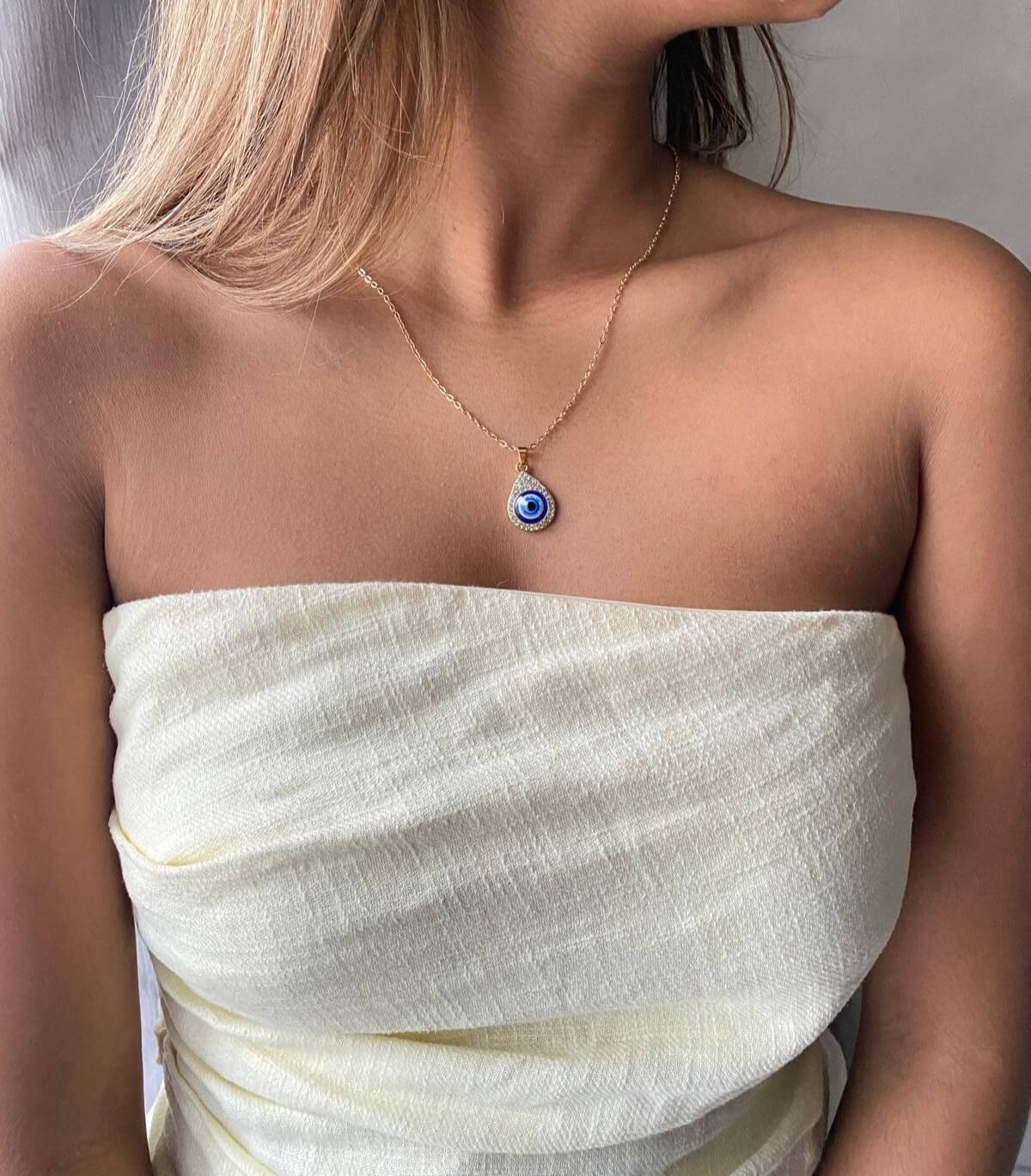 Evil Eye Pendant Necklace 18k Gold Plated 