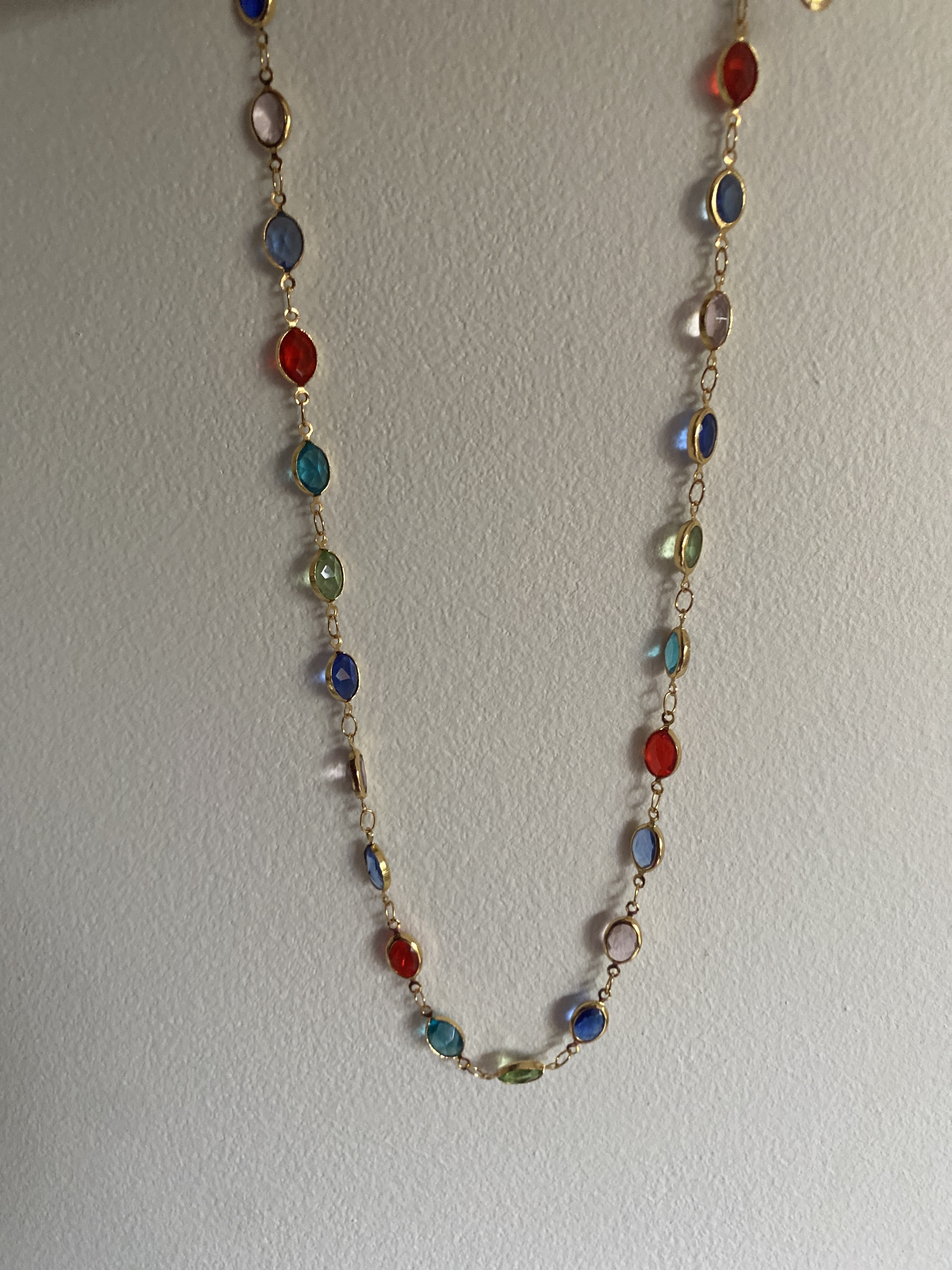 Multicolor Crystal 18k Gold Plated Necklace
