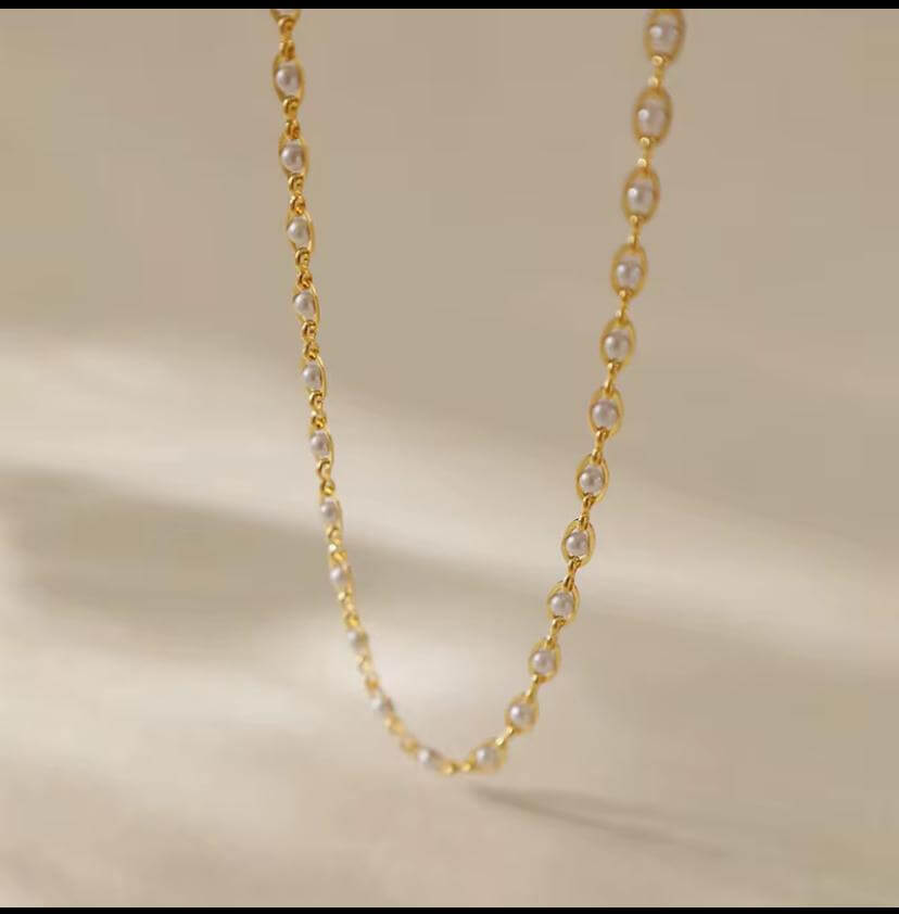 18K Gold-Plated Pearl Chain Necklace