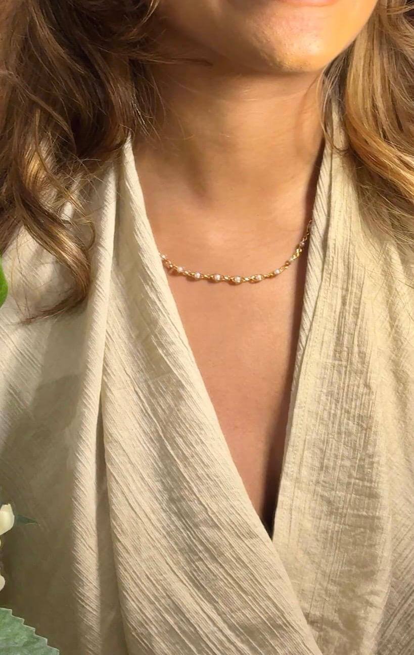 18K Gold-Plated Pearl Chain Necklace