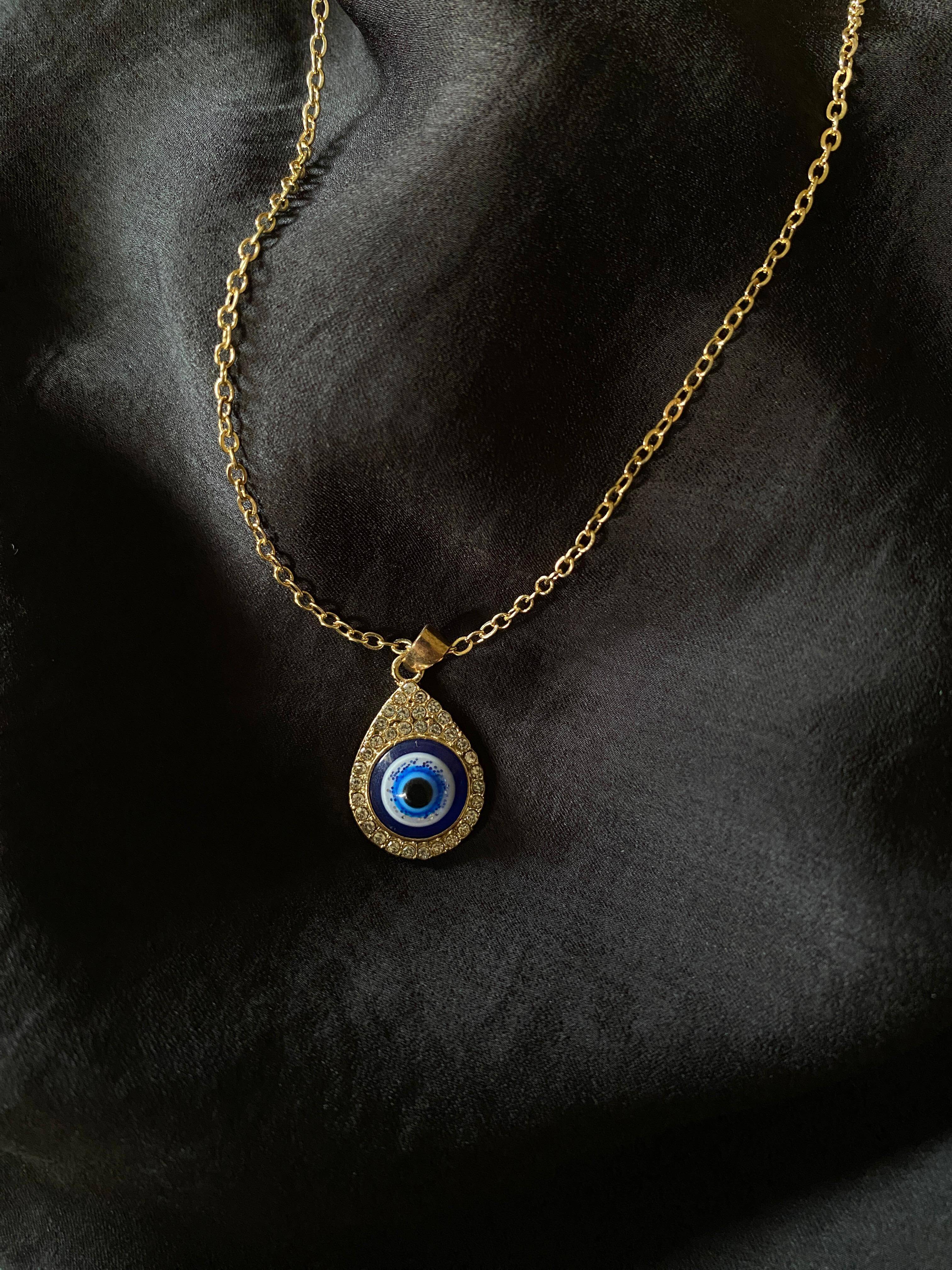 Evil Eye Pendant Necklace 18k Gold Plated 