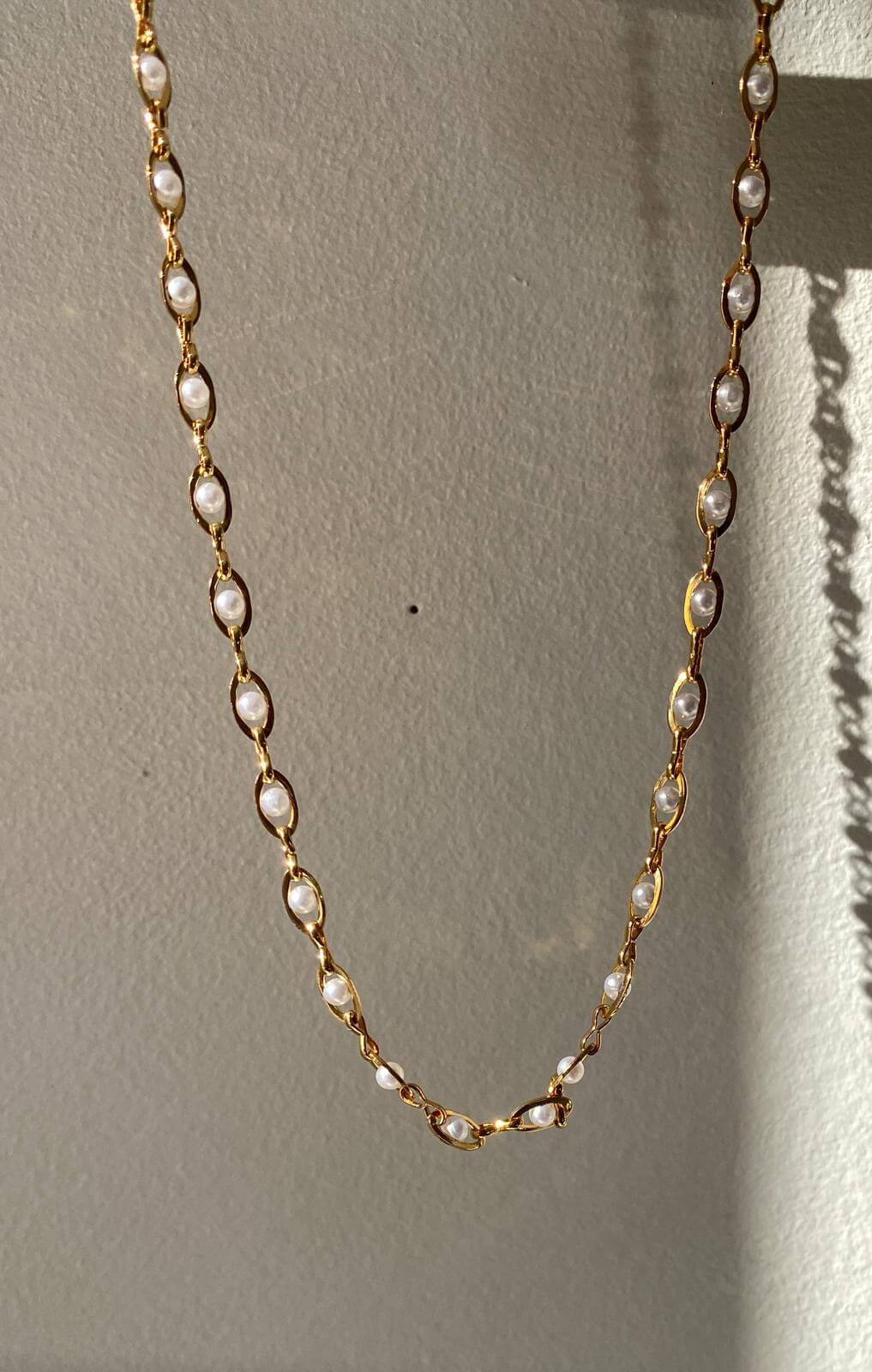 18K Gold-Plated Pearl Chain Necklace