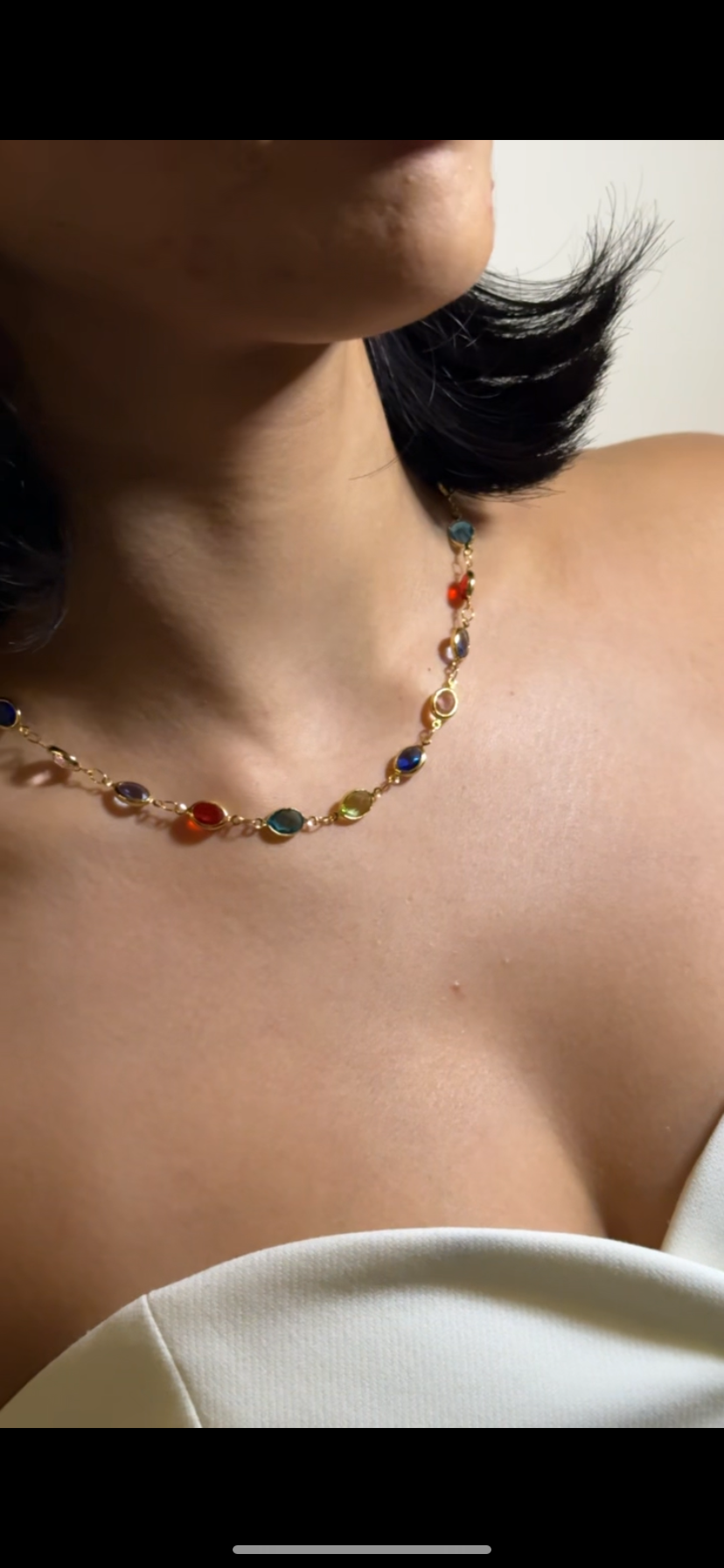 Multicolor Crystal 18k Gold Plated Necklace