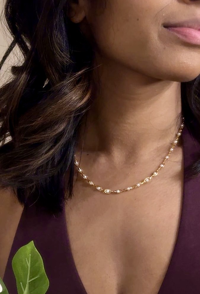 18K Gold-Plated Pearl Chain Necklace