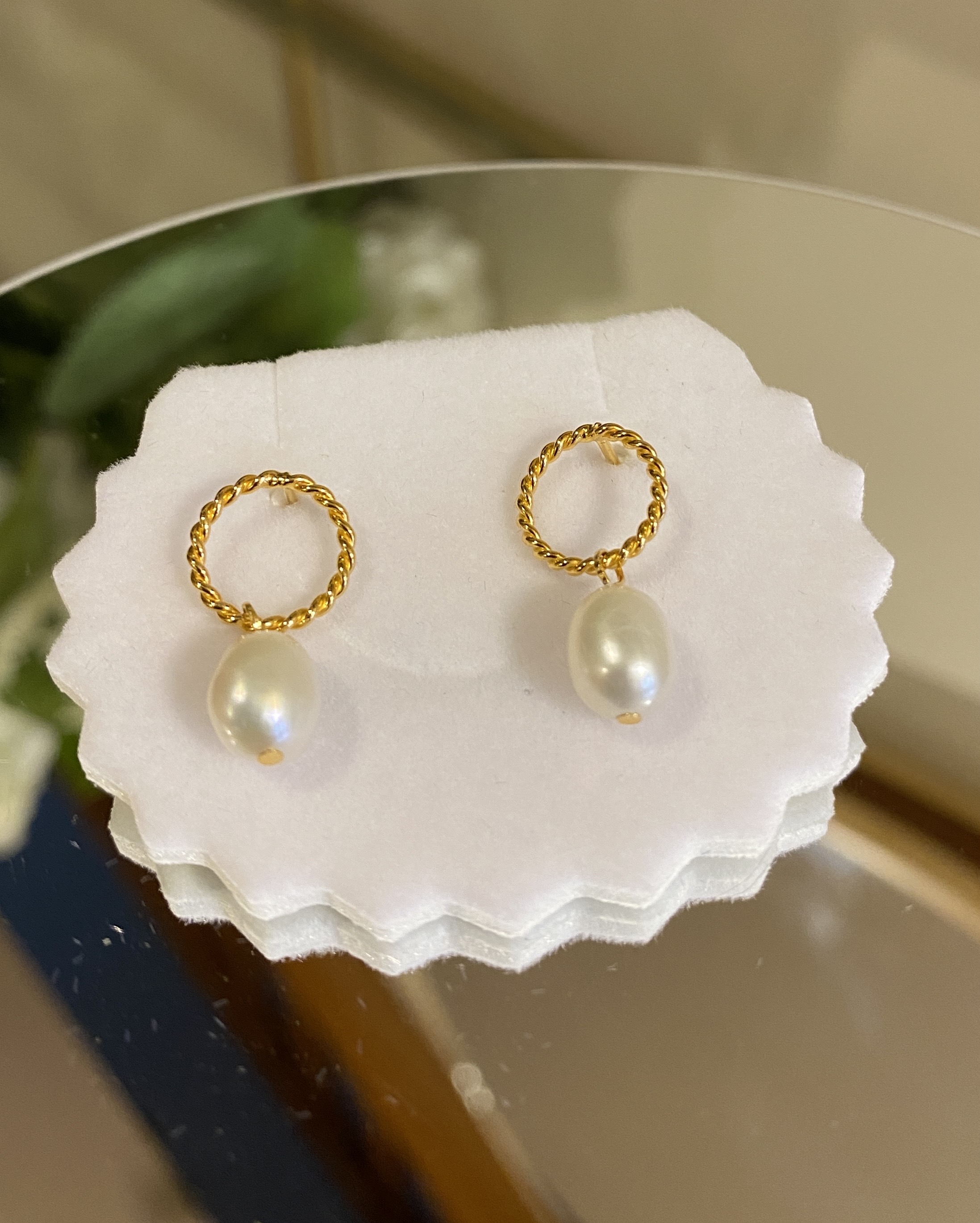Elegant Pearl Gold plated Earrings