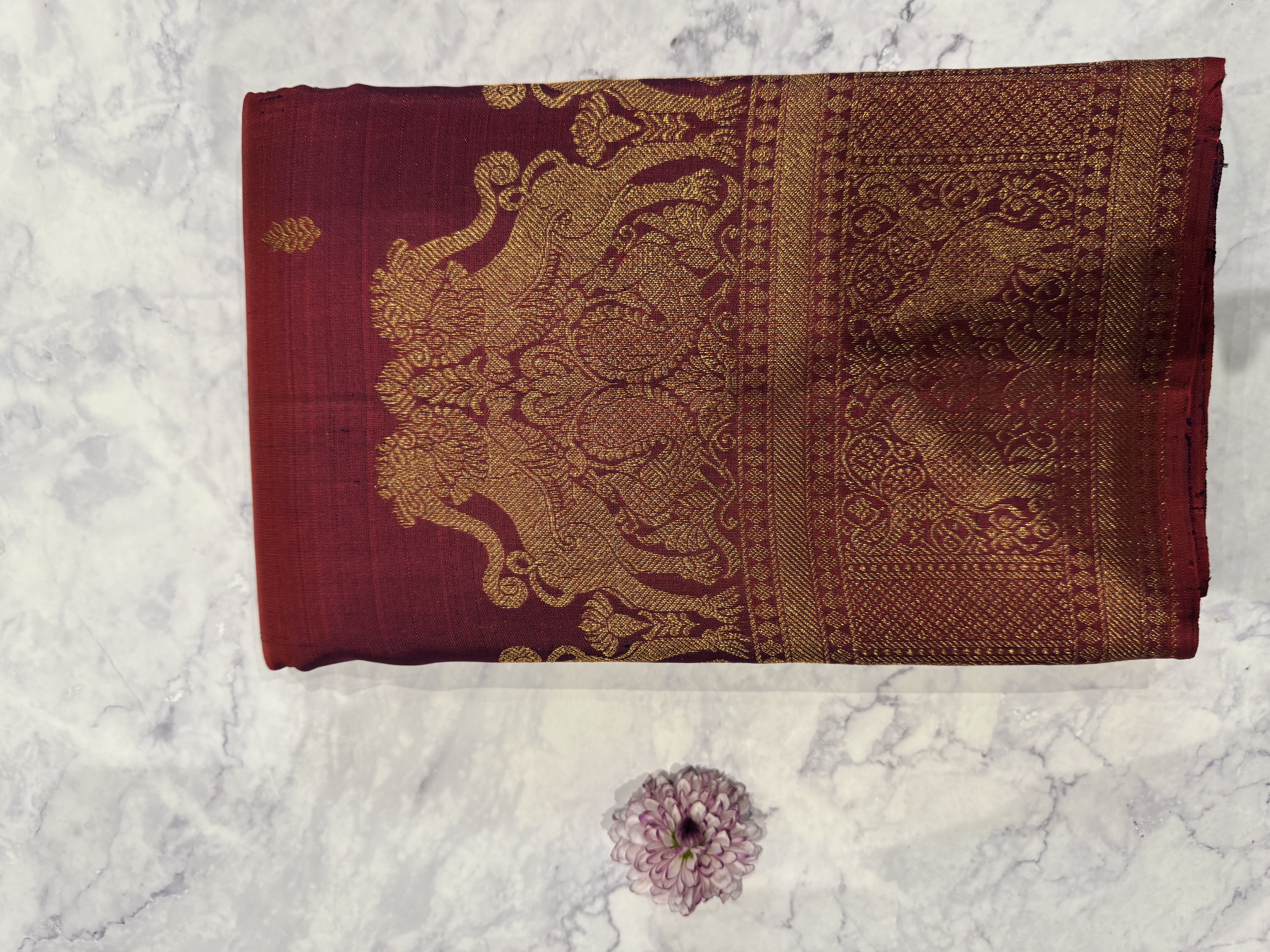 Dual tone red pure silk saree collection
