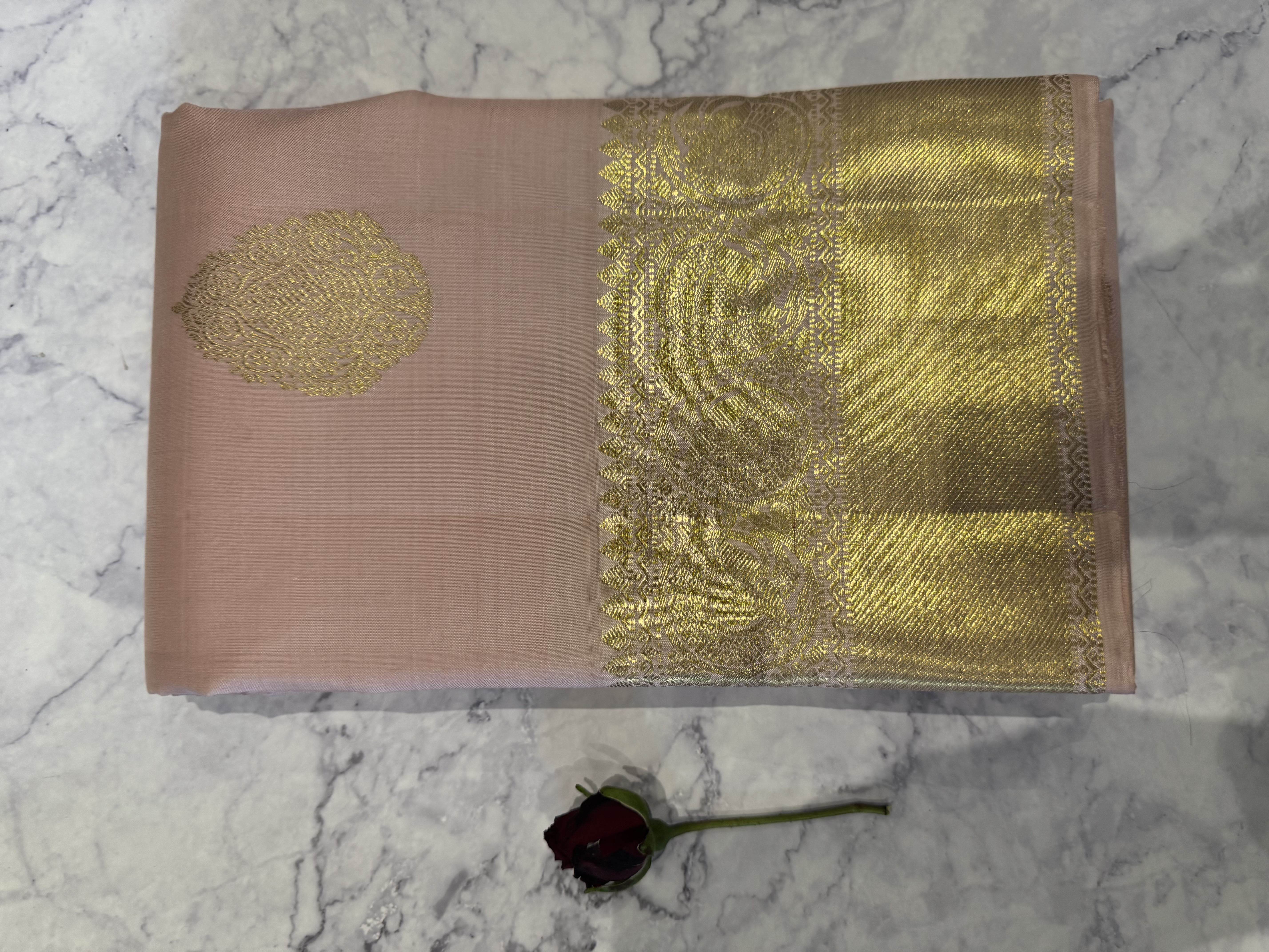 Baby pink pure silk saree collection