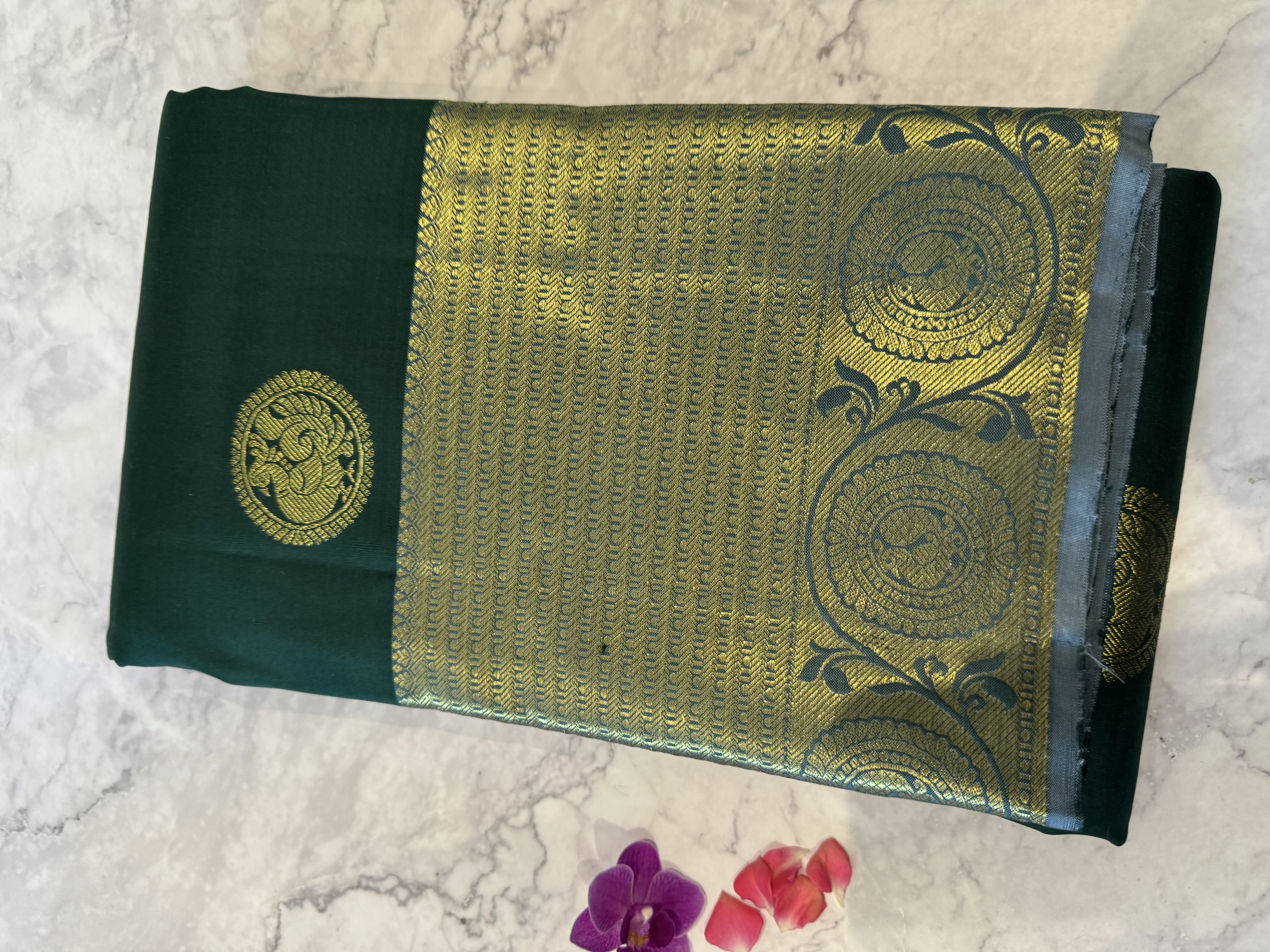 Green with blue blouse pure silk saree collection