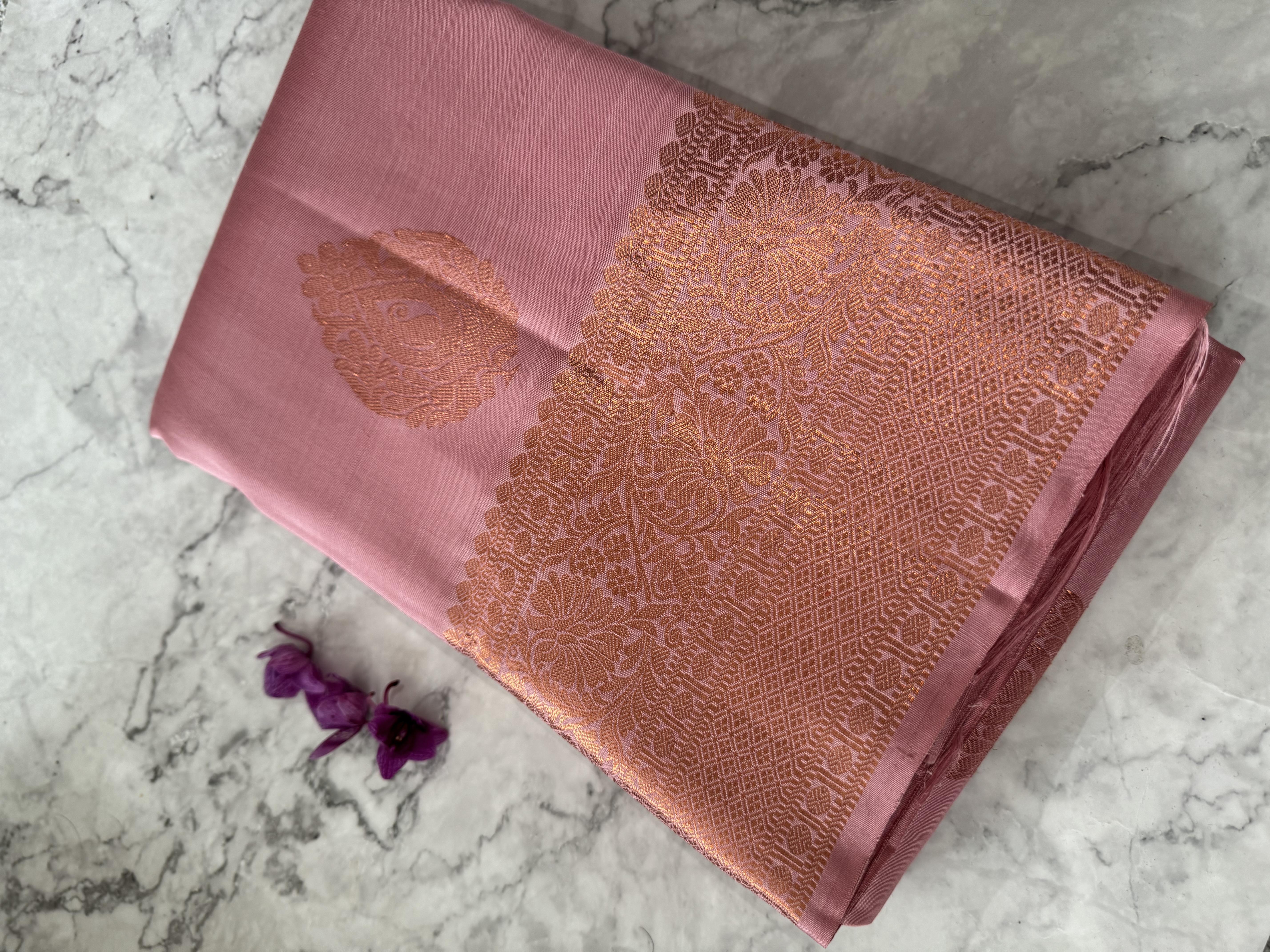 Onion pink Silk Saree