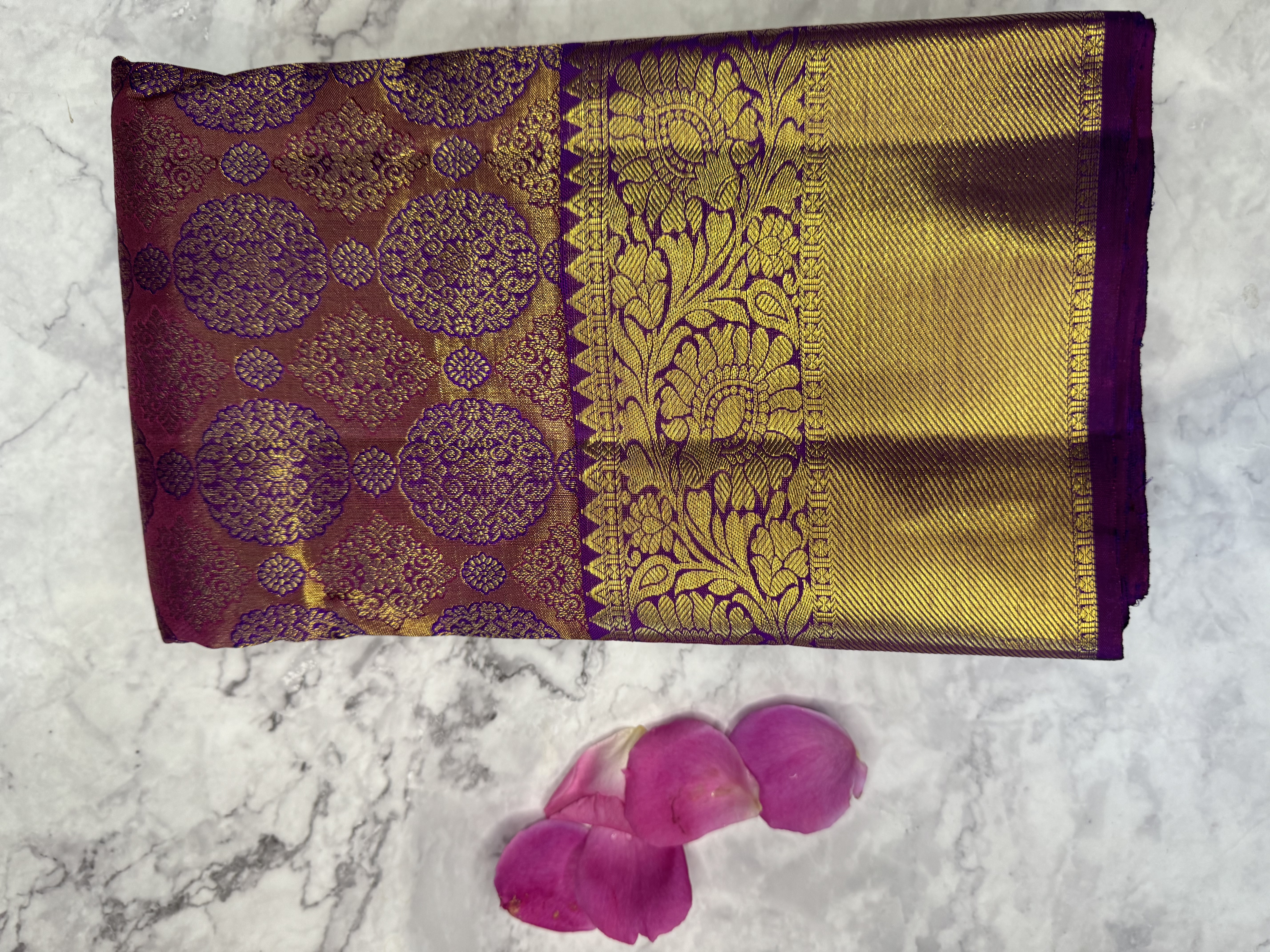 Purple heavy pure  Silk Saree
