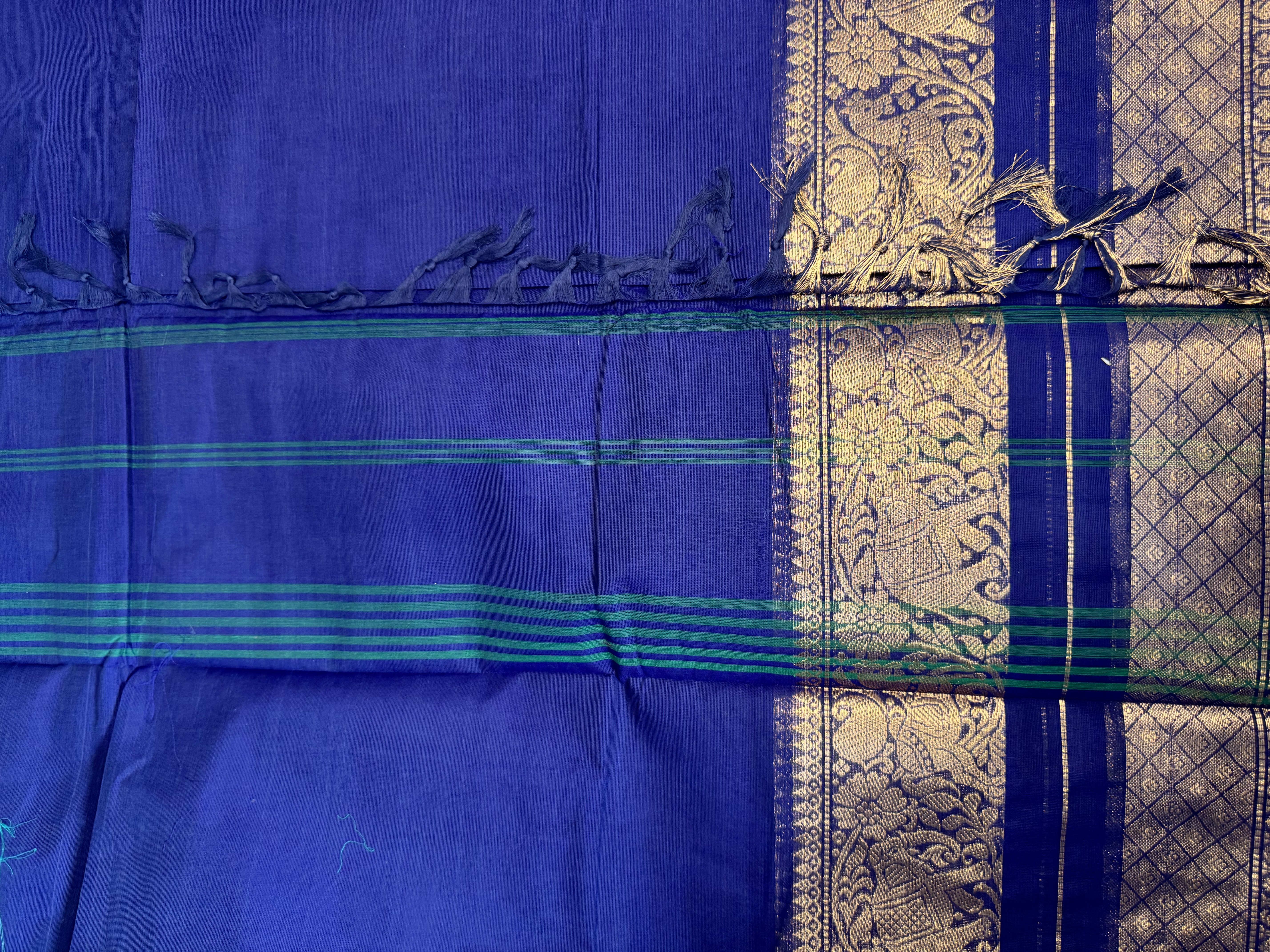 Navy blue cotton saree