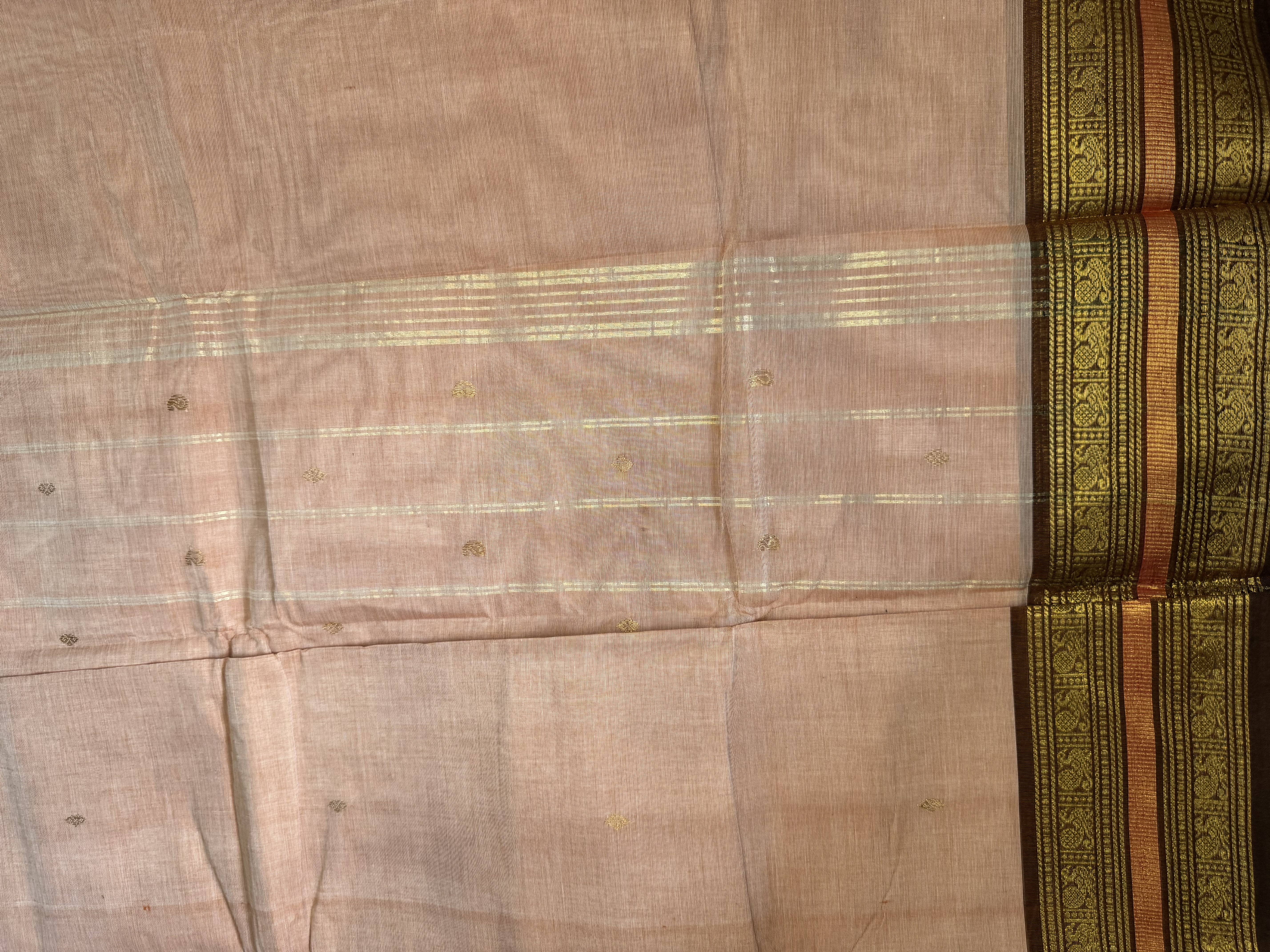 Peach orange cotton saree