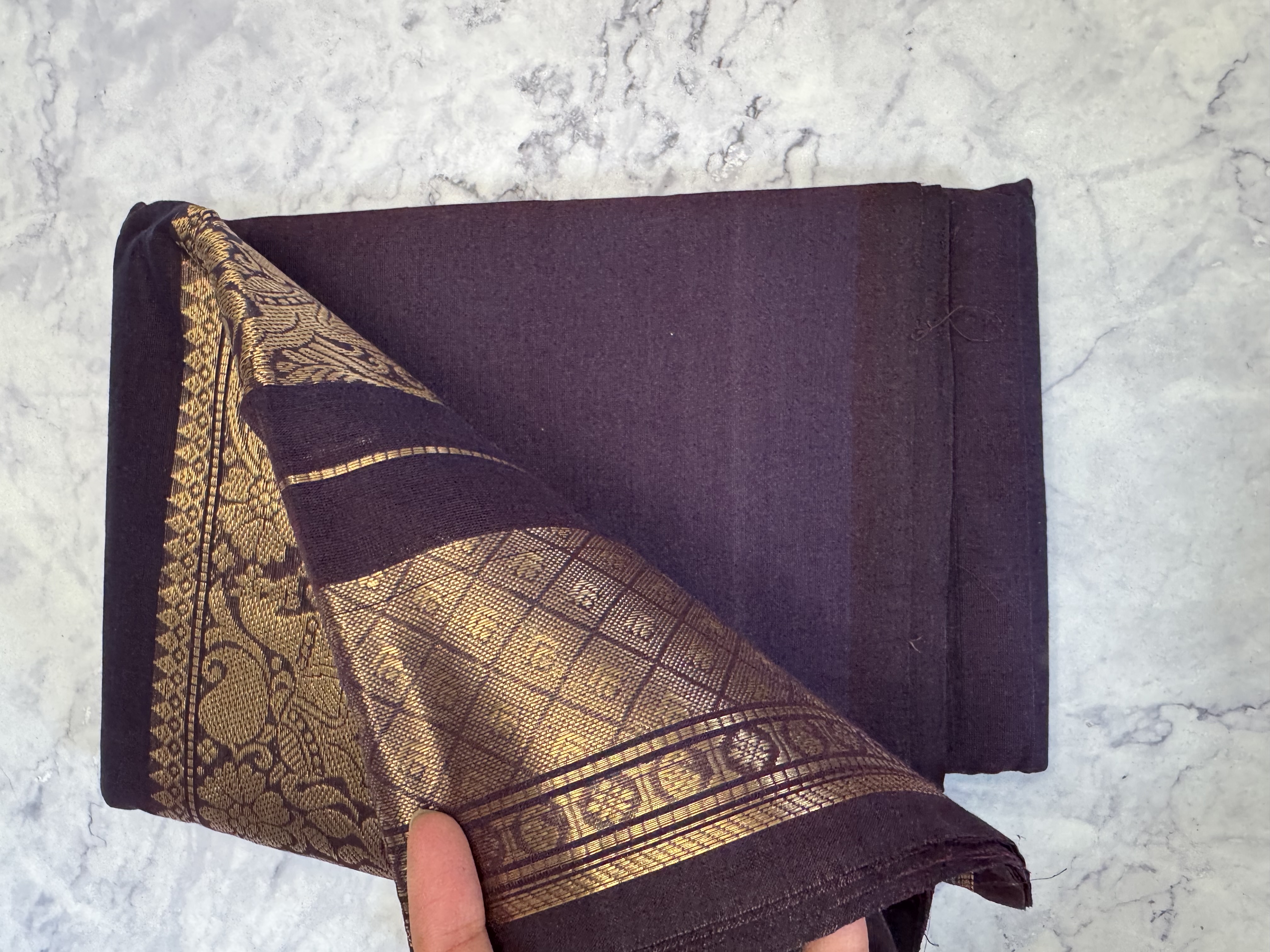 Brown plum dual tone cotton saree