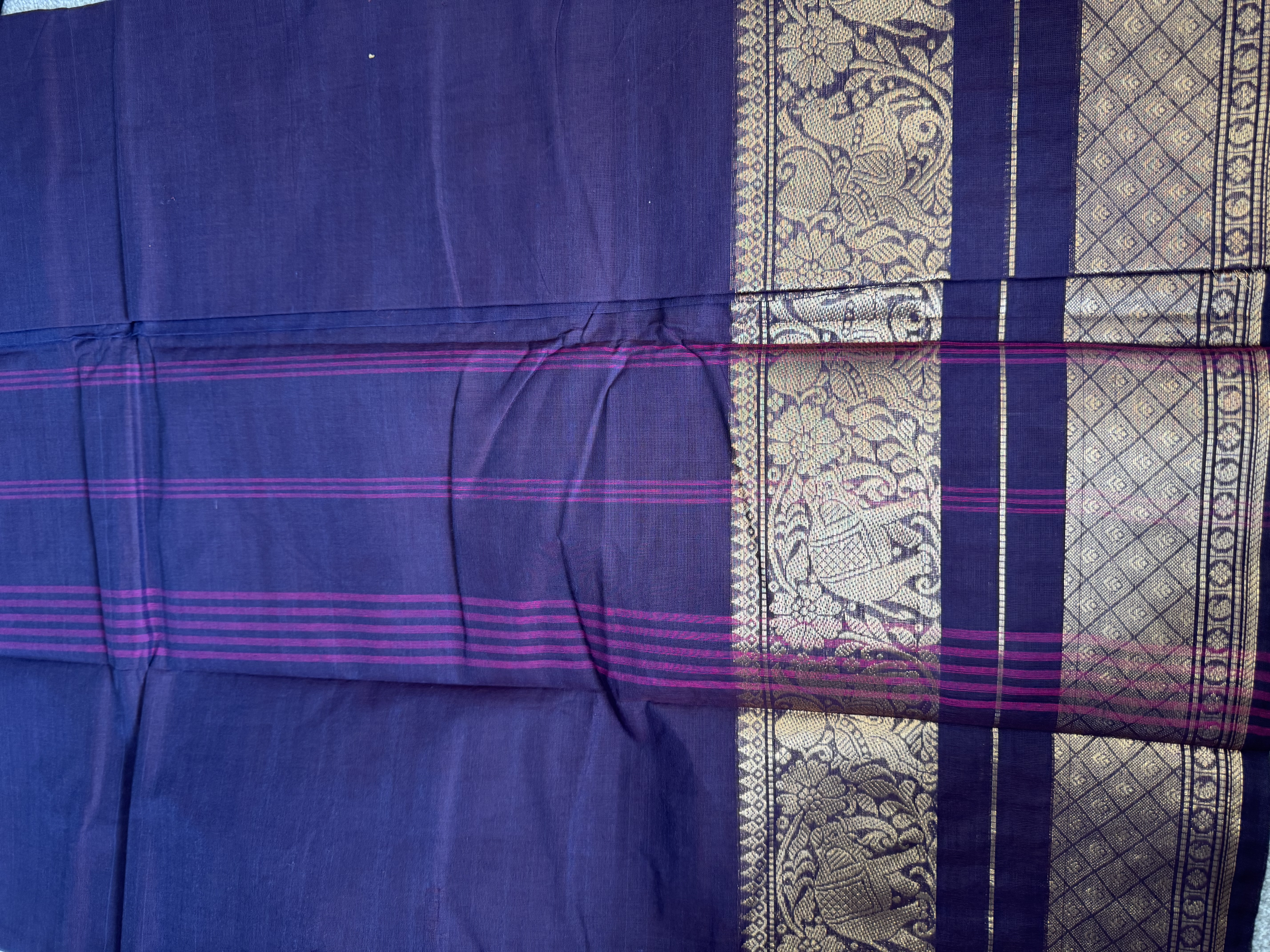 Brown plum dual tone cotton saree