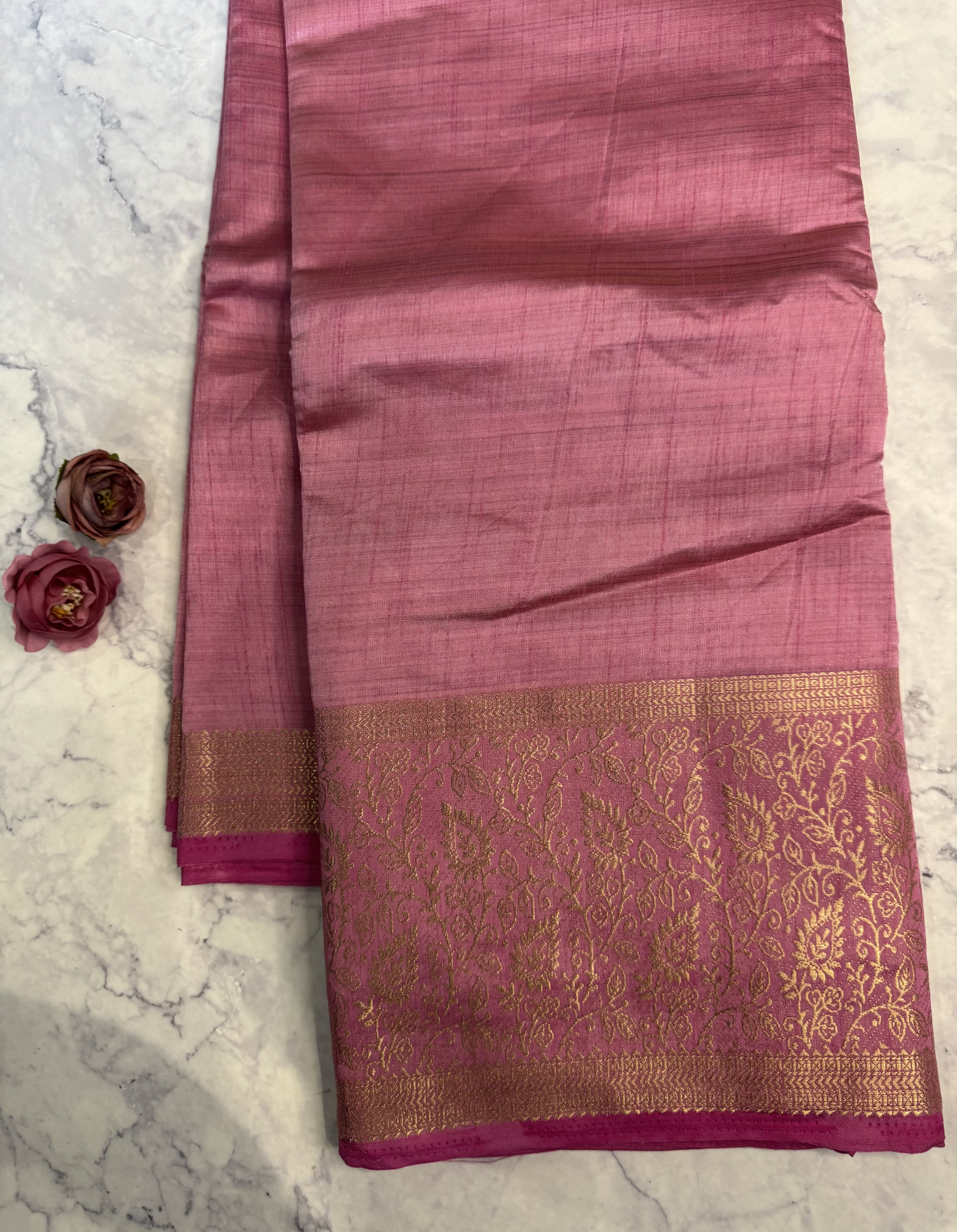 Pastel pink mango silk saree