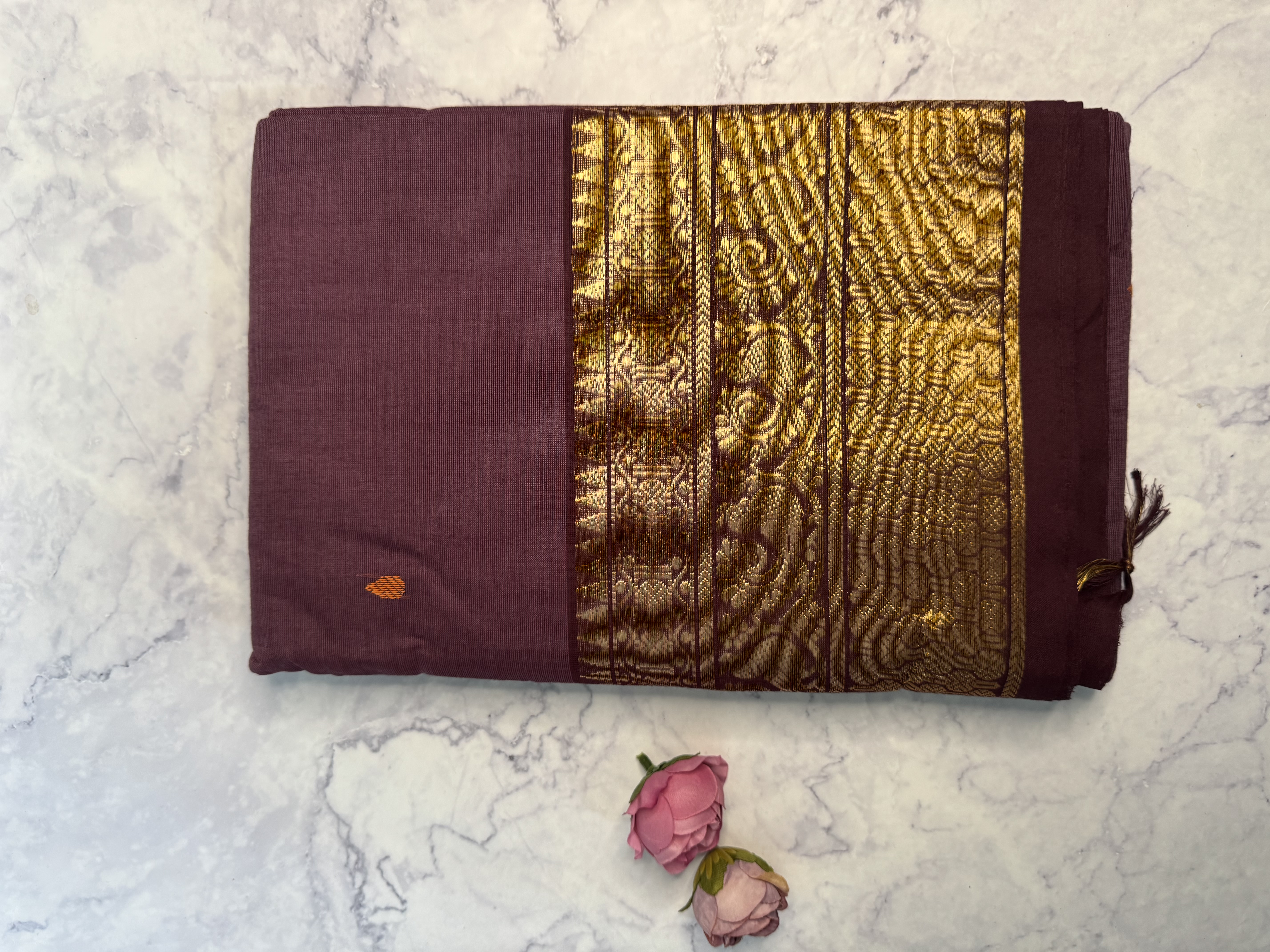 Pastel purple cotton saree