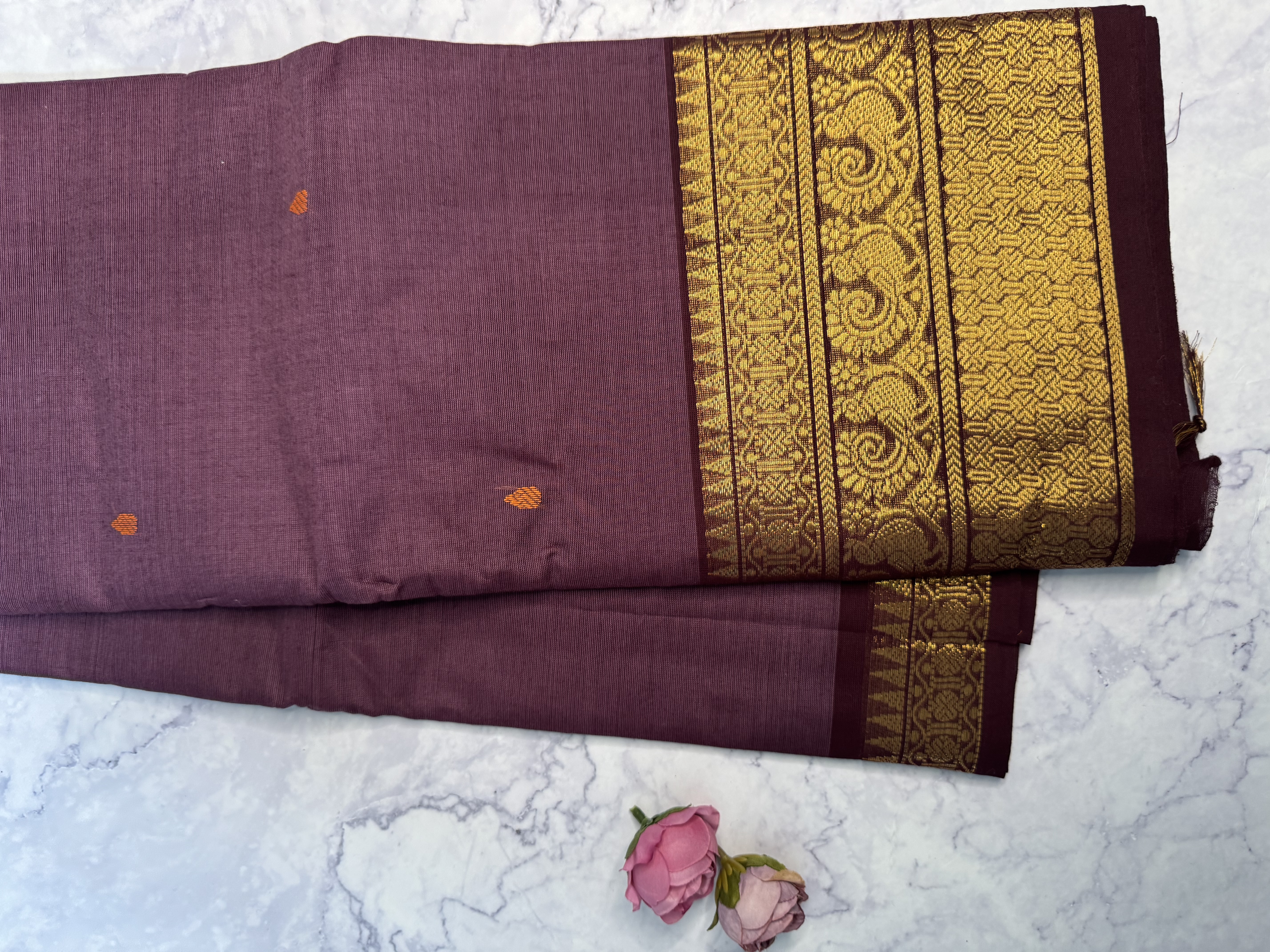 Pastel purple cotton saree