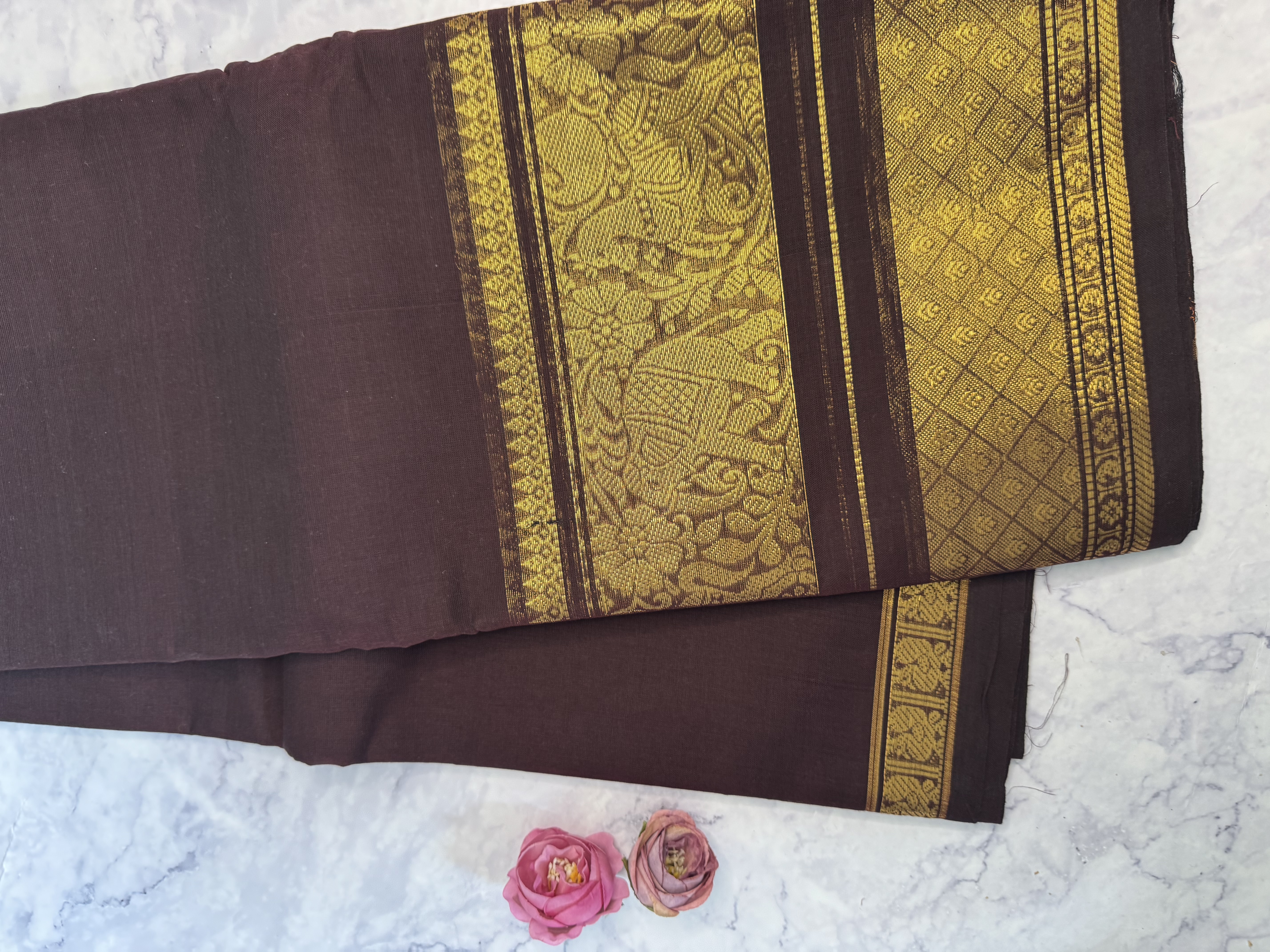 Rare chocolate brown cotton saree
