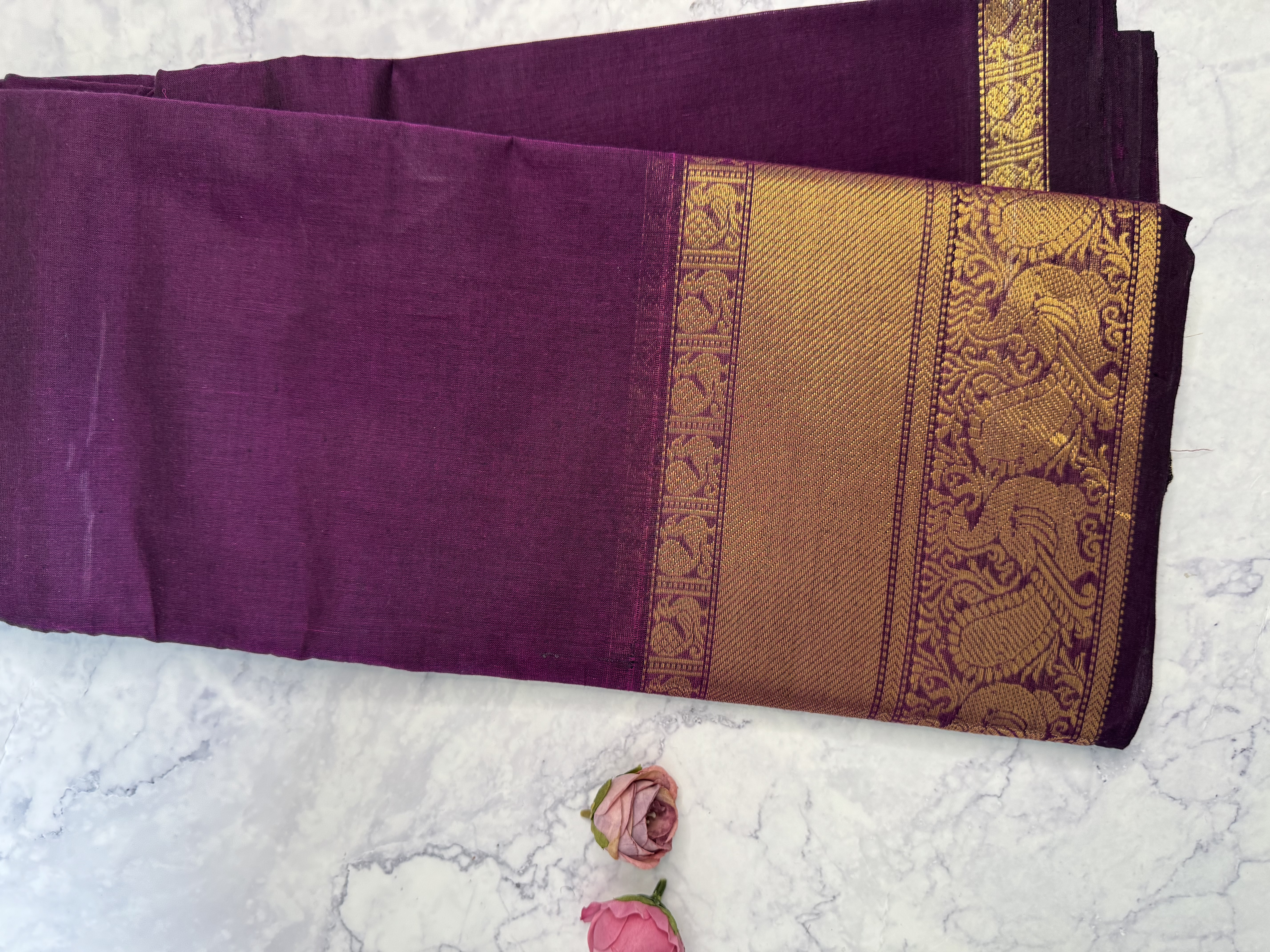 Purple cotton saree