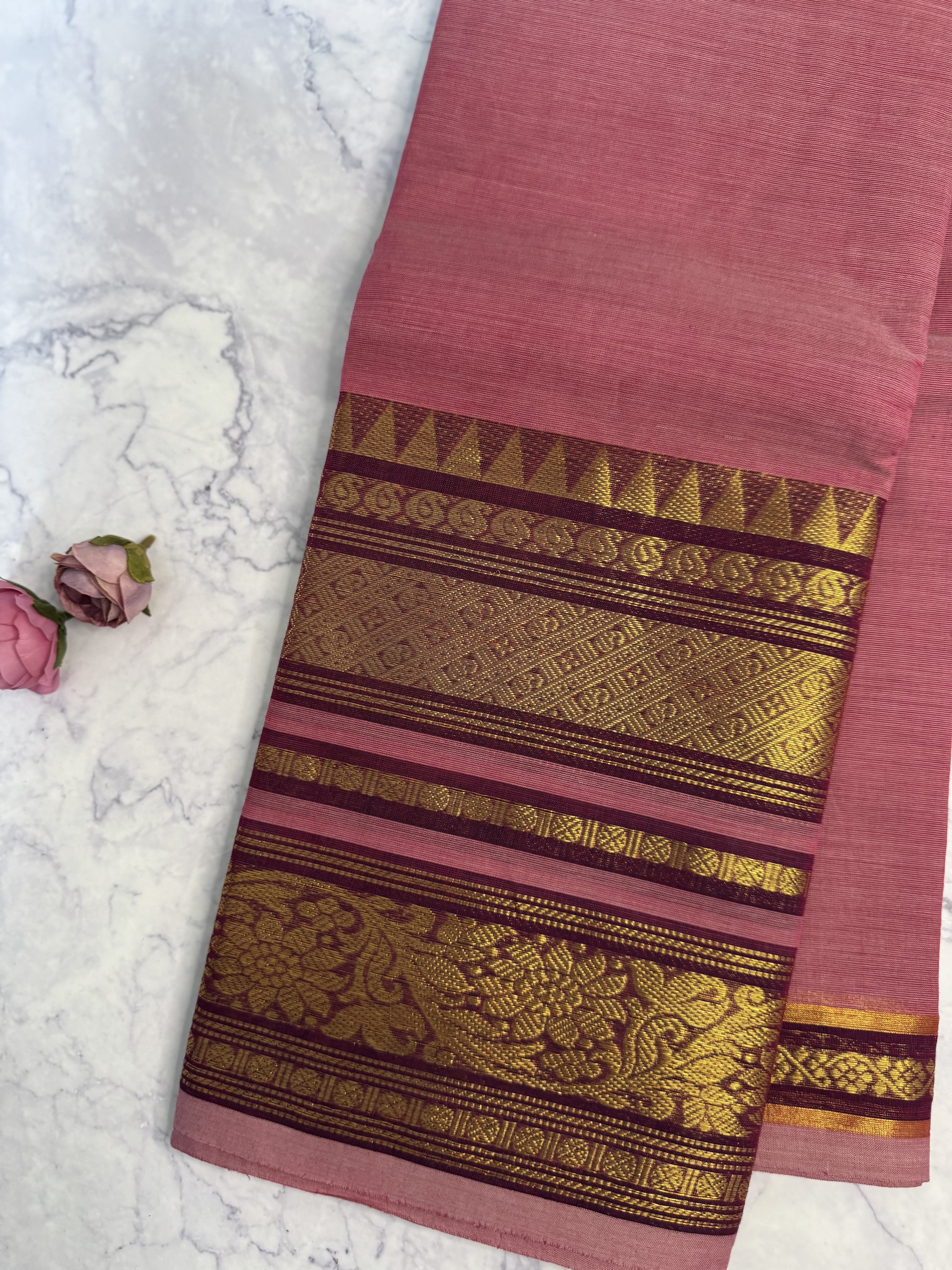 Pastel pink cotton saree 