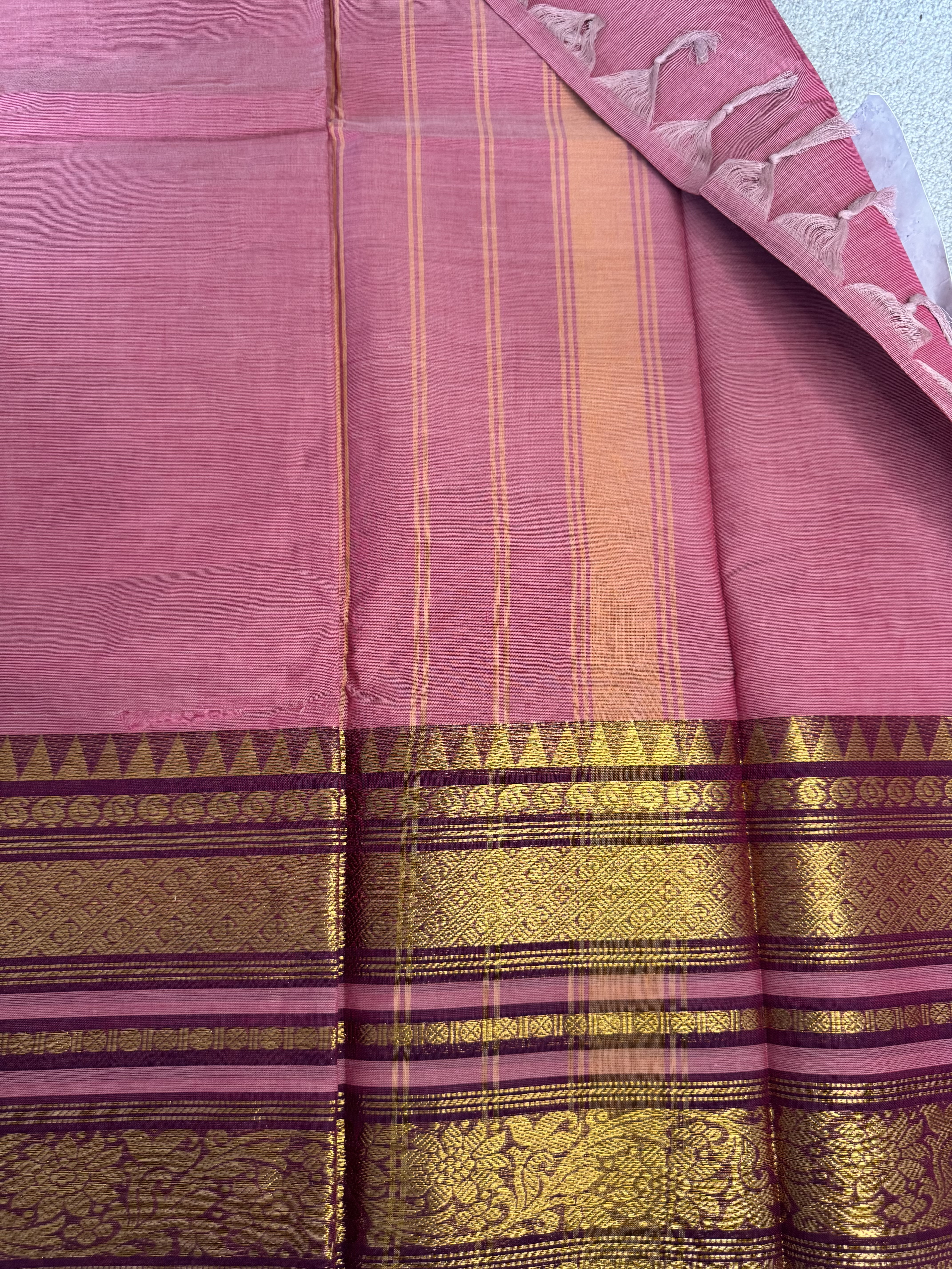 Pastel pink cotton saree 