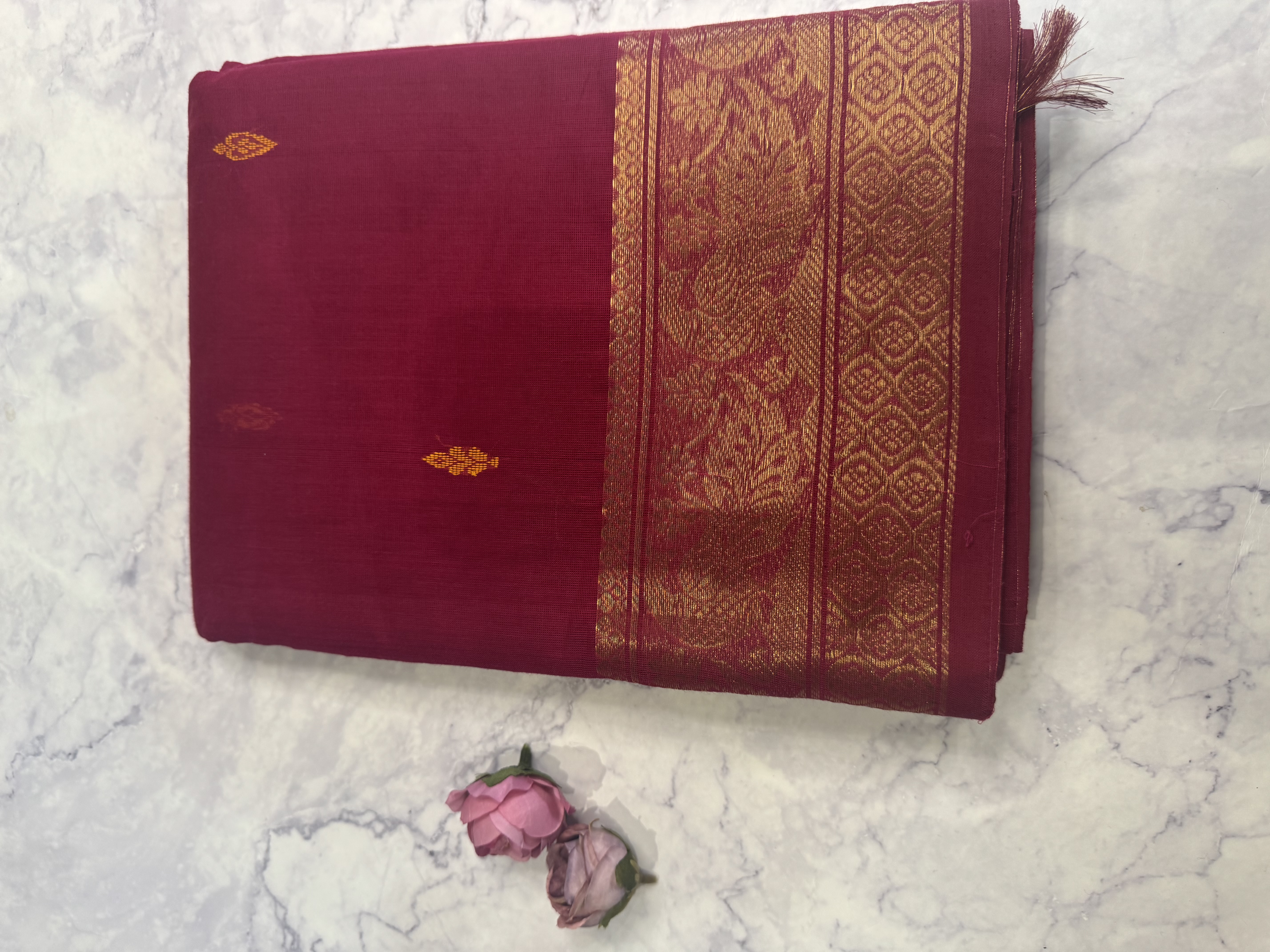 Red cotton saree