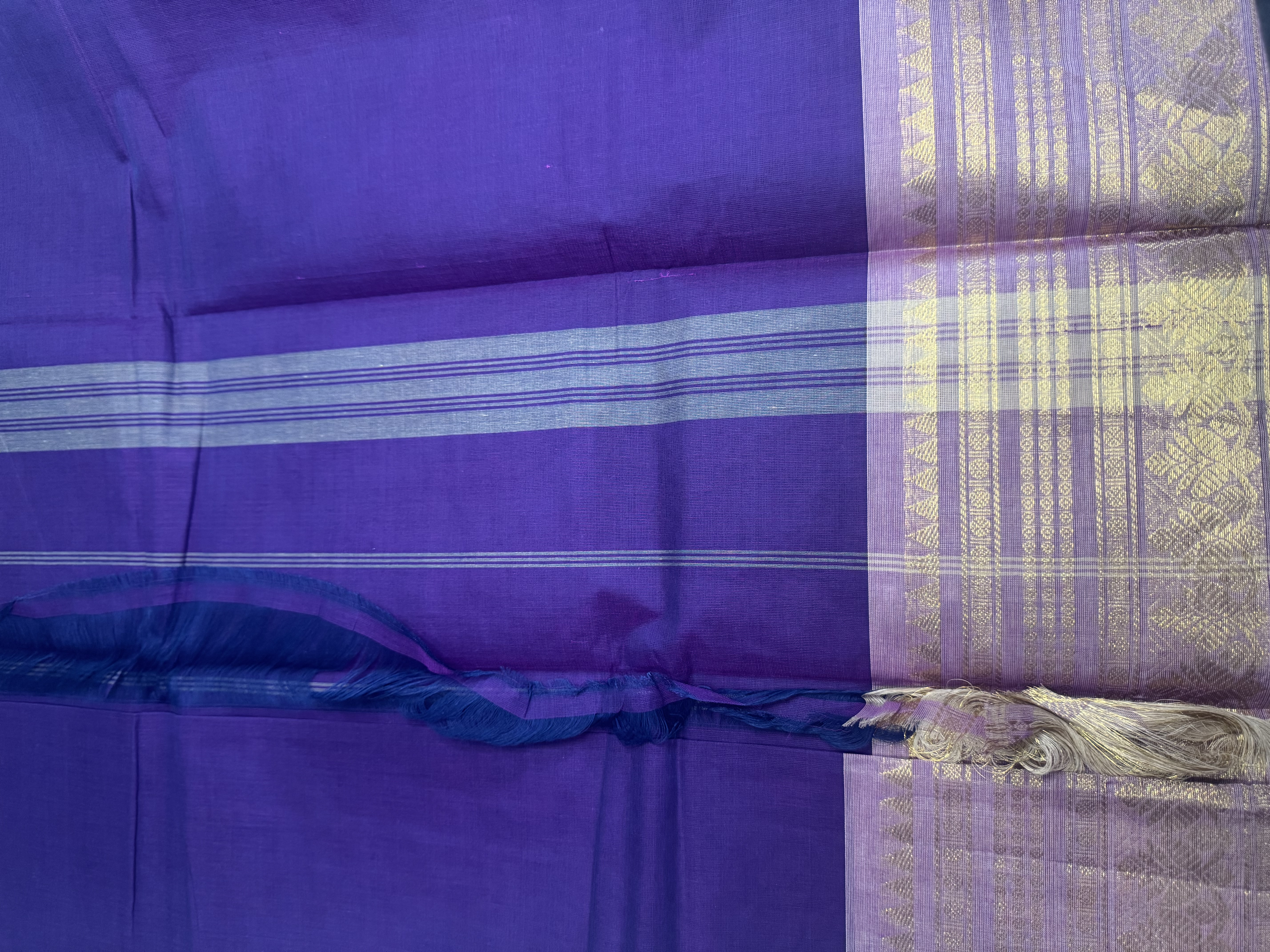 Purple cotton saree with pink blouse 